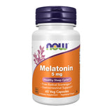 NOW Melatonin 5 mg capsules front view with packaging