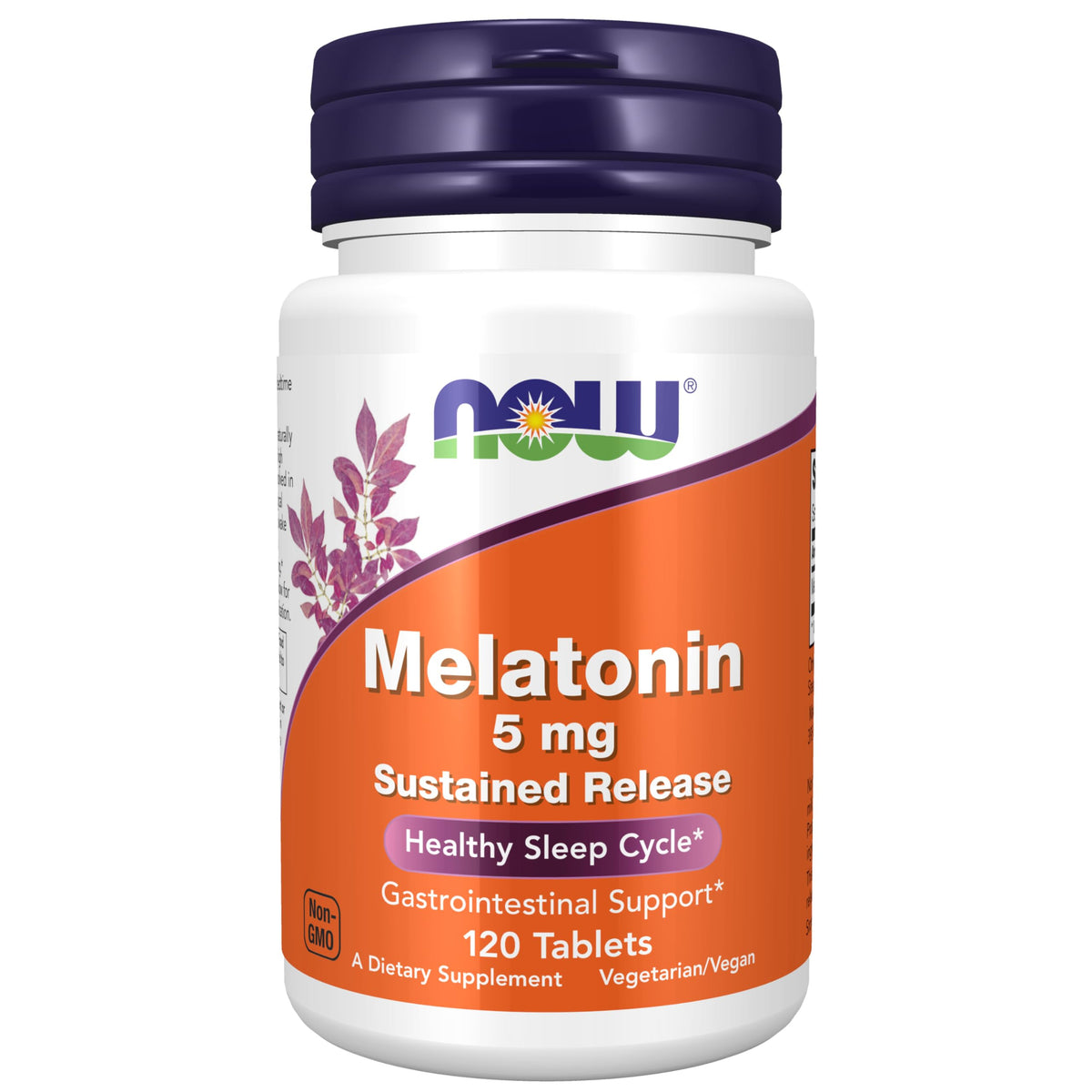 NOW Melatonin Sustained Release 5 mg 120 Tablets front view
