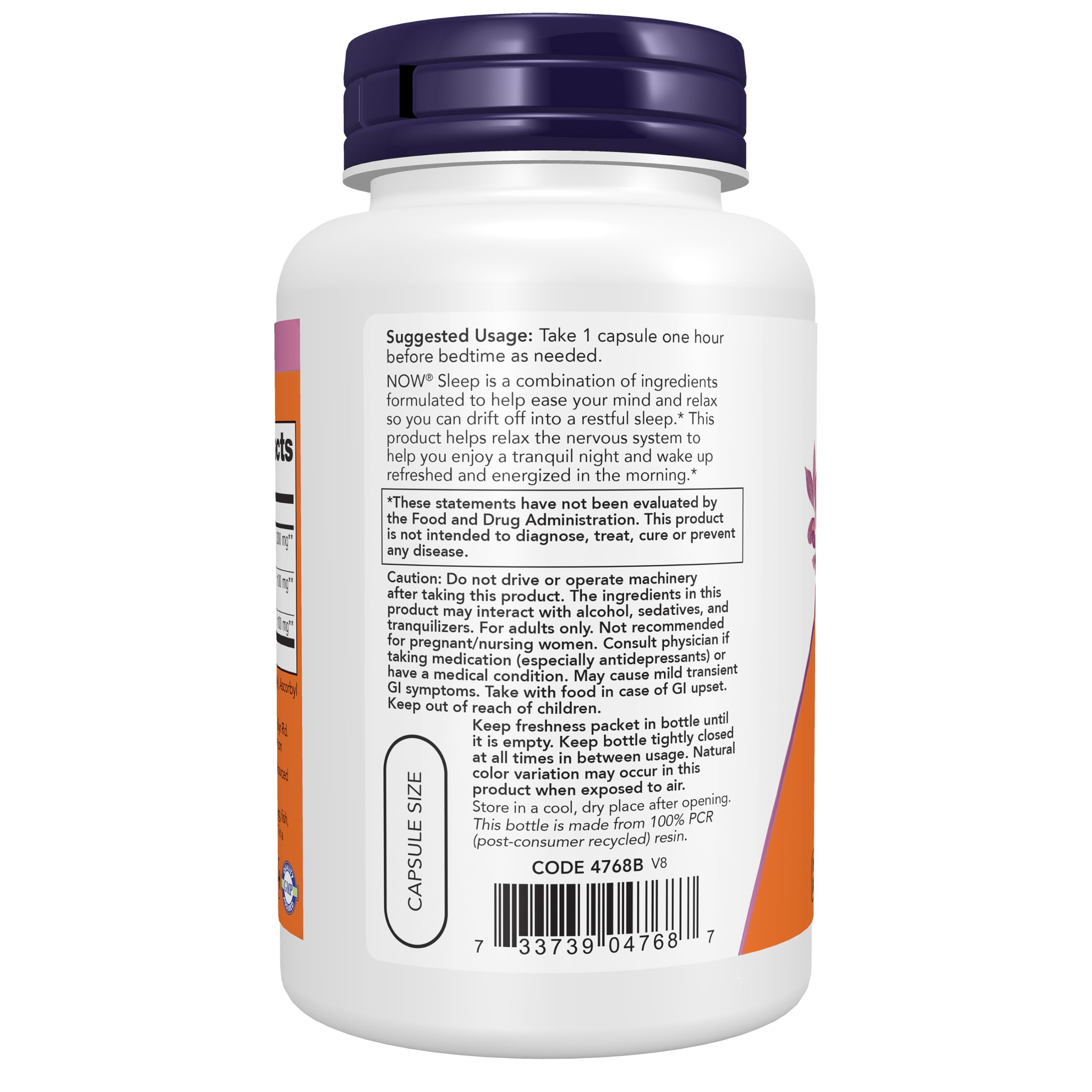 NOW Sleep with Valerian Root plus GABA capsules close-up