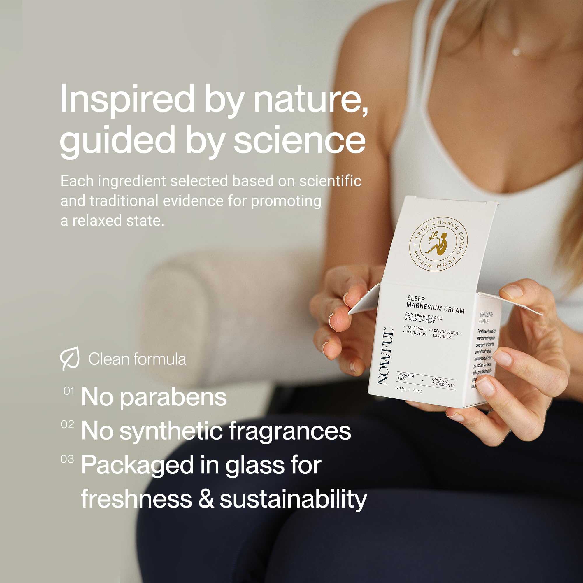 Nowful Magnesium Cream 113g application on skin