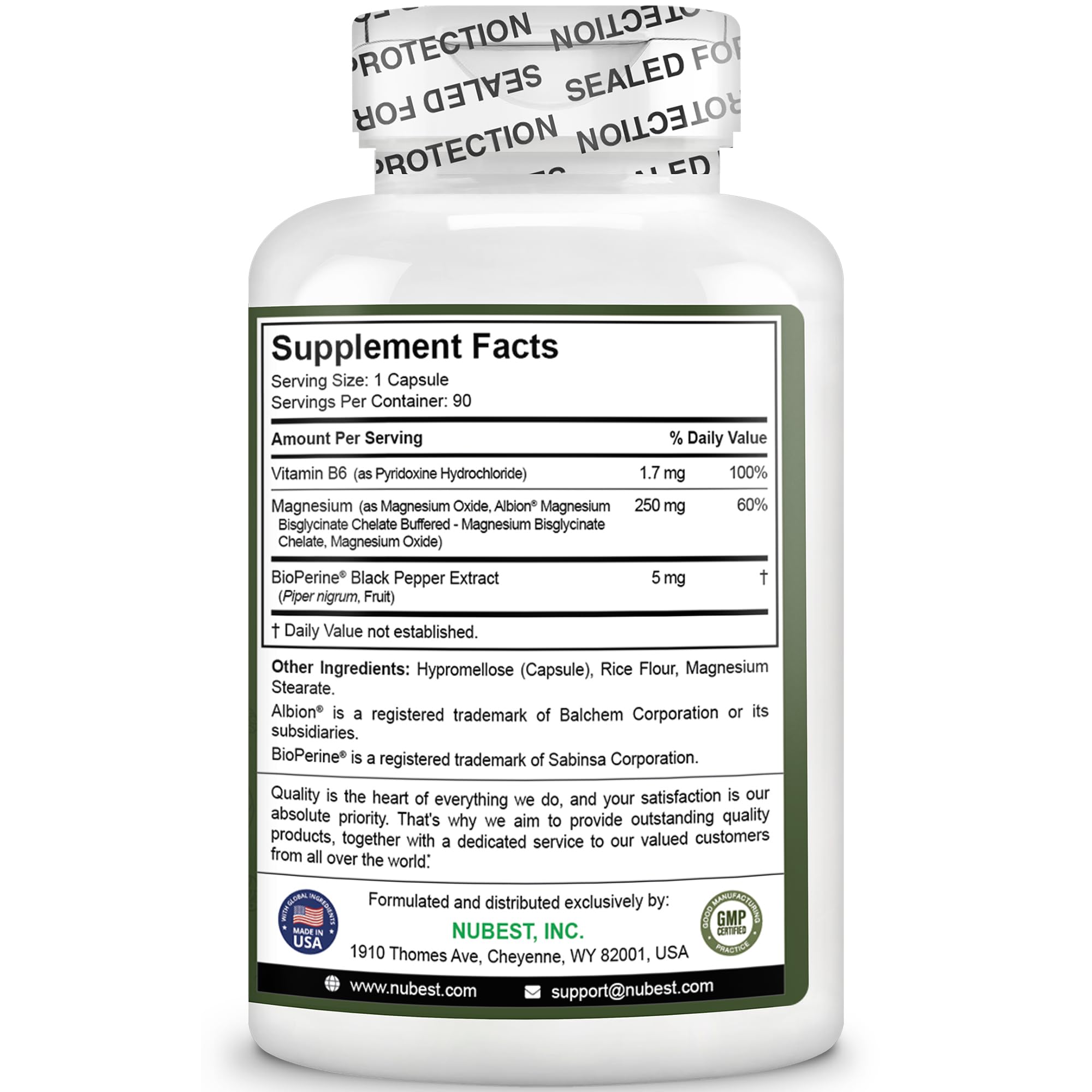 NuBest Magnesium Complex with daily supplements