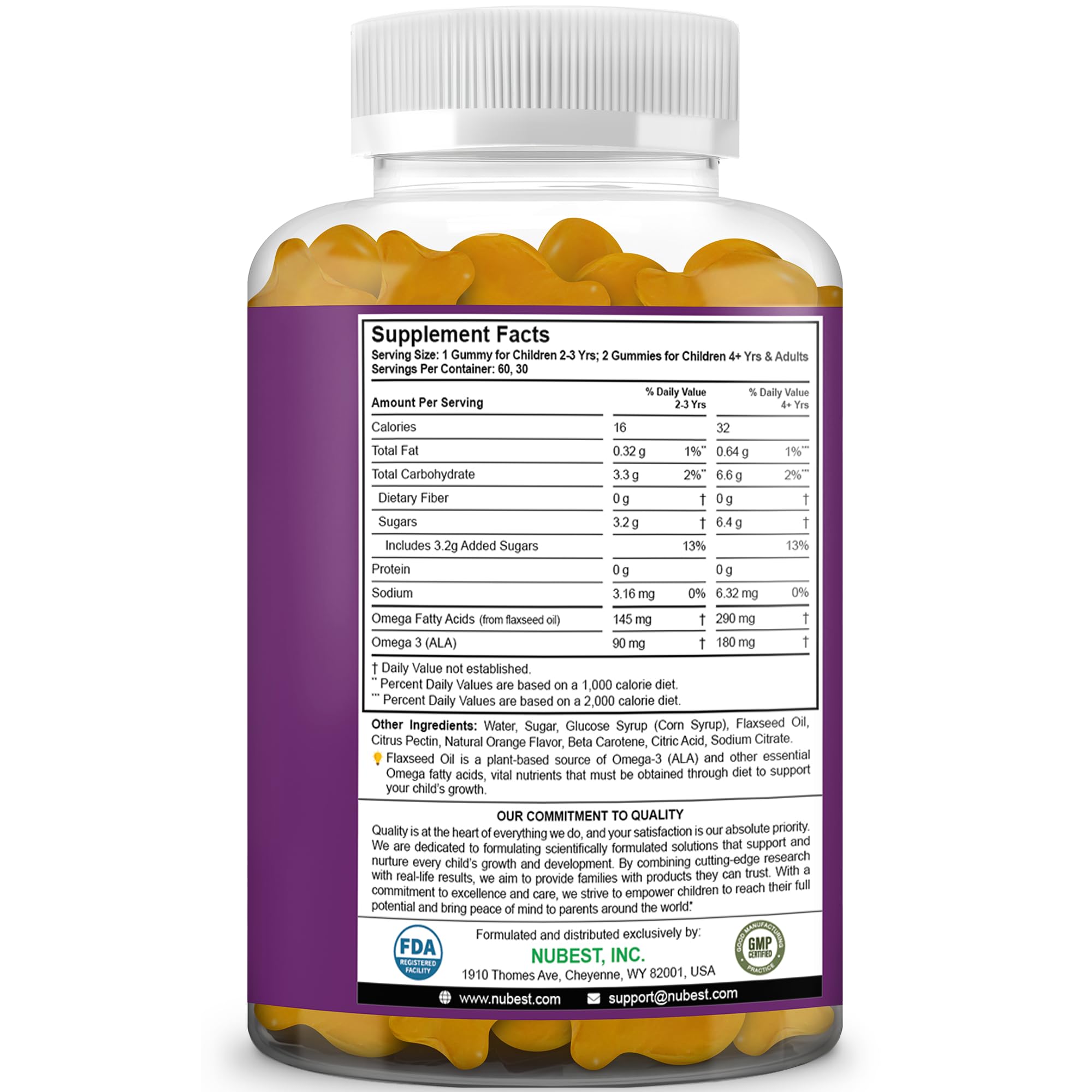 NuBest Omega-3 Gummies displayed with a school lunchbox