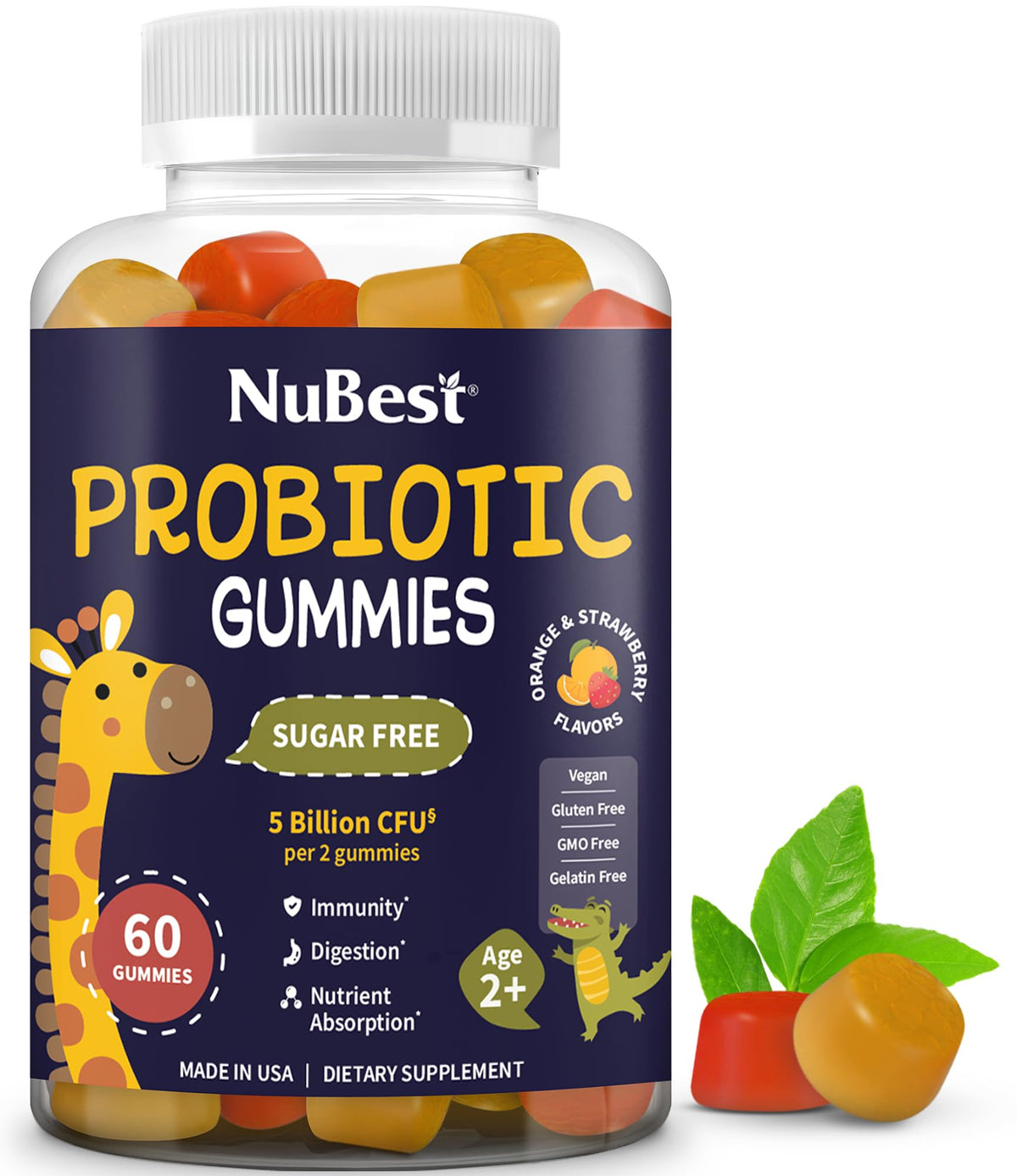 NuBest Probiotic Gummies for Kids front view with packaging