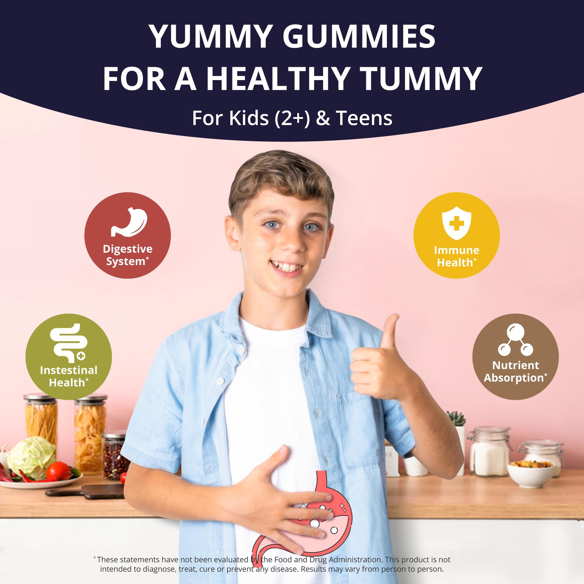 NuBest Probiotic Gummies for Kids showing strawberry and orange flavours