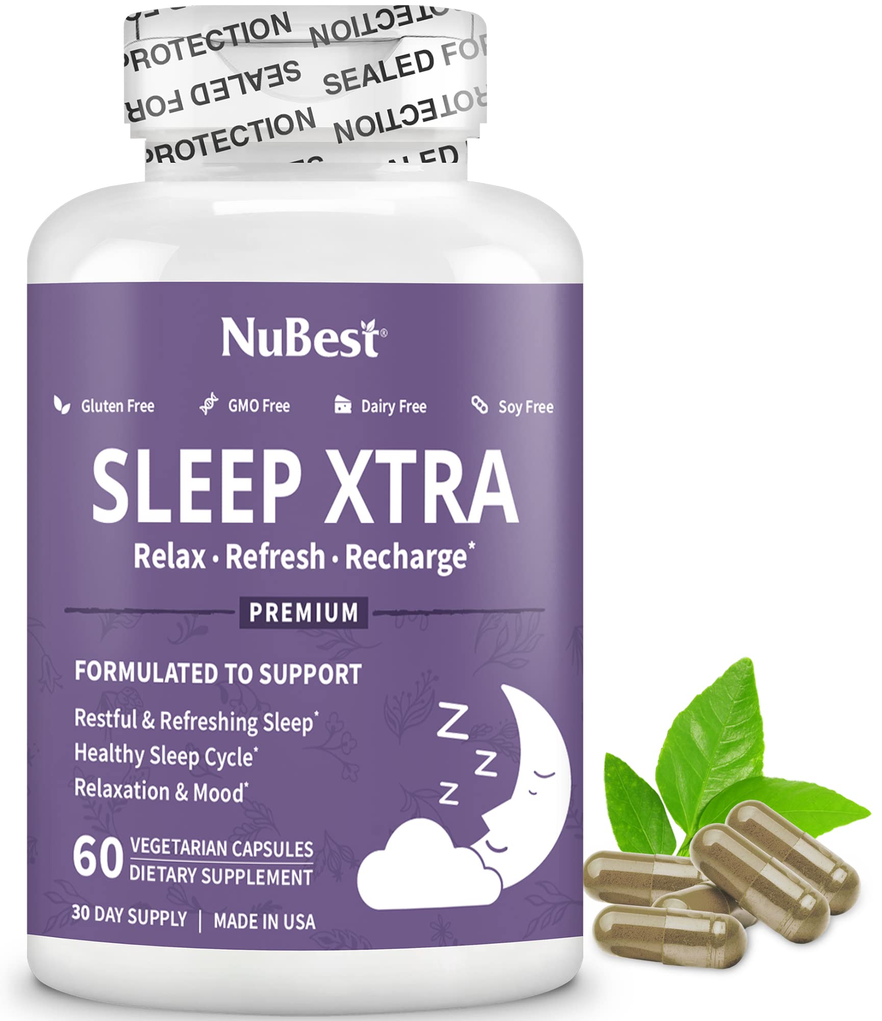 NuBest Sleep Xtra 60 vegan capsules front view