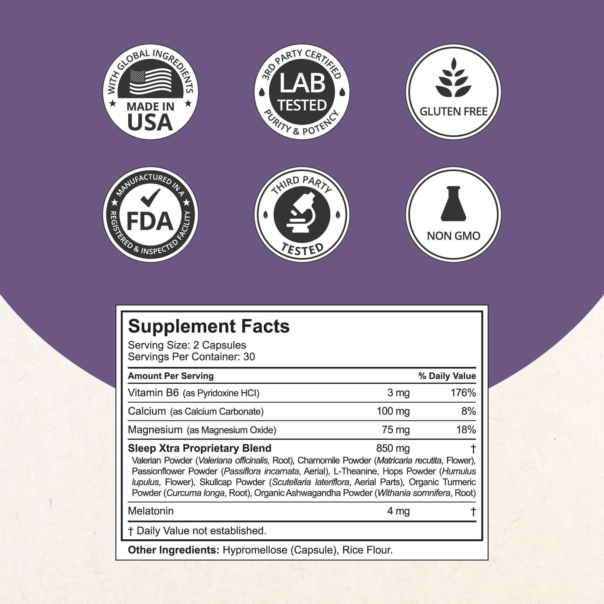 NuBest Sleep Xtra bottle with label showing ingredients