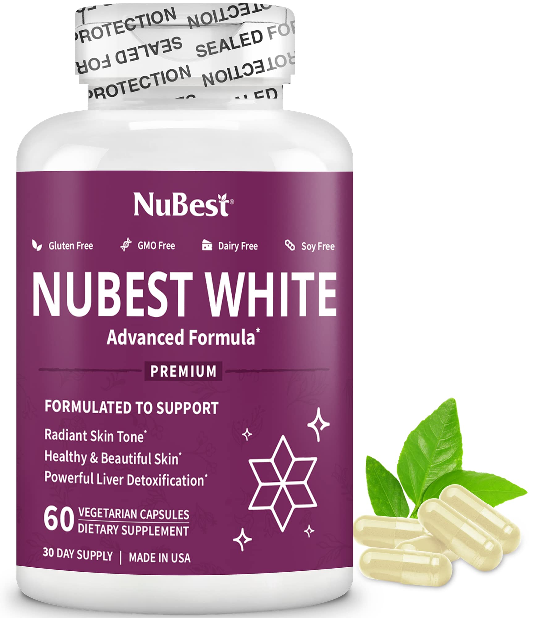 NuBest White Skin Beauty Formula on a marble countertop