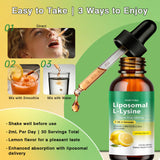 Nubetong L-Lysine Liquid Drops 1000mg on a kitchen counter