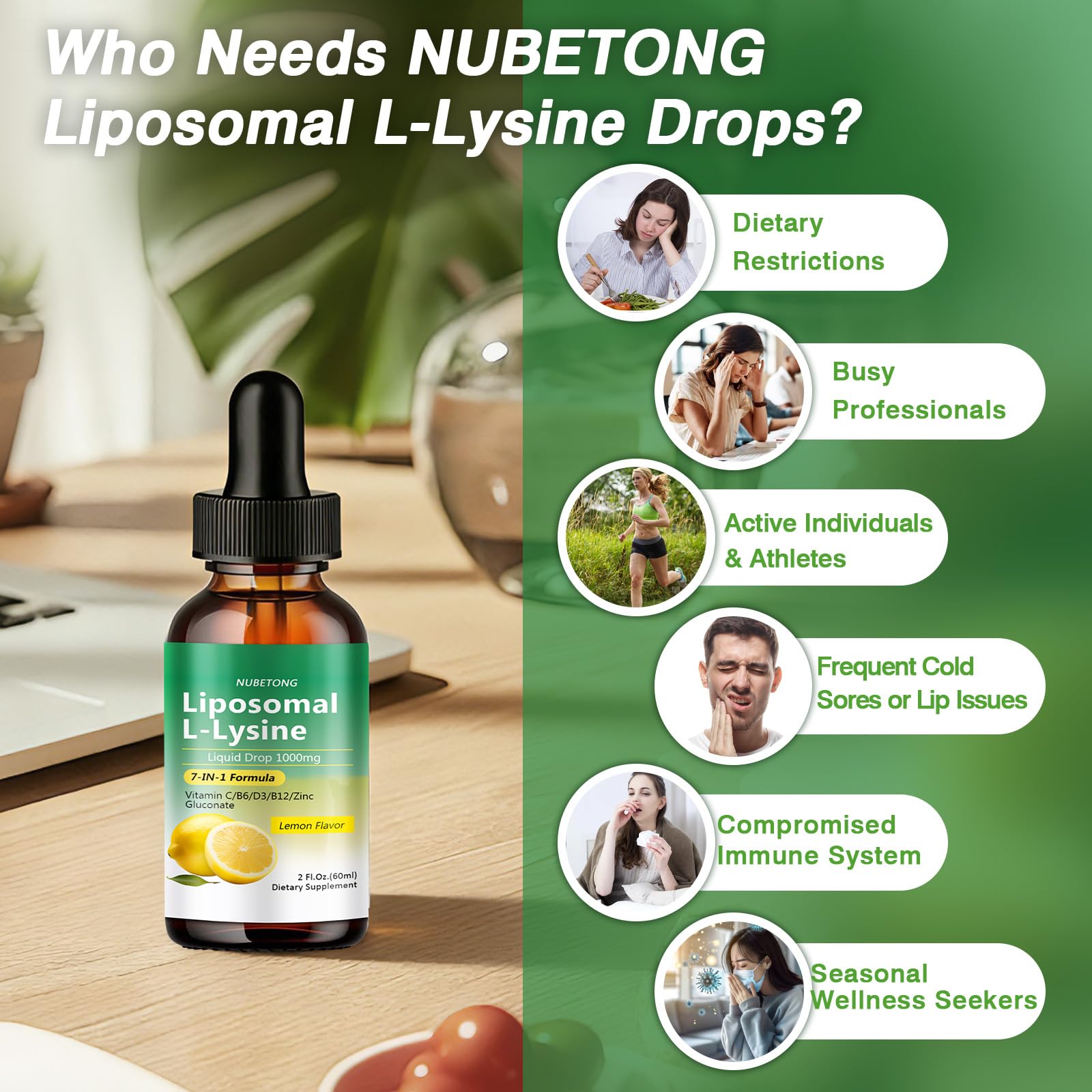 Nubetong L-Lysine Liquid Drops 1000mg with lemon flavour
