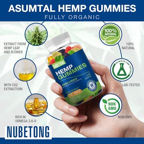 Nubetong Organic Hemp Gummies 200g side view on a table