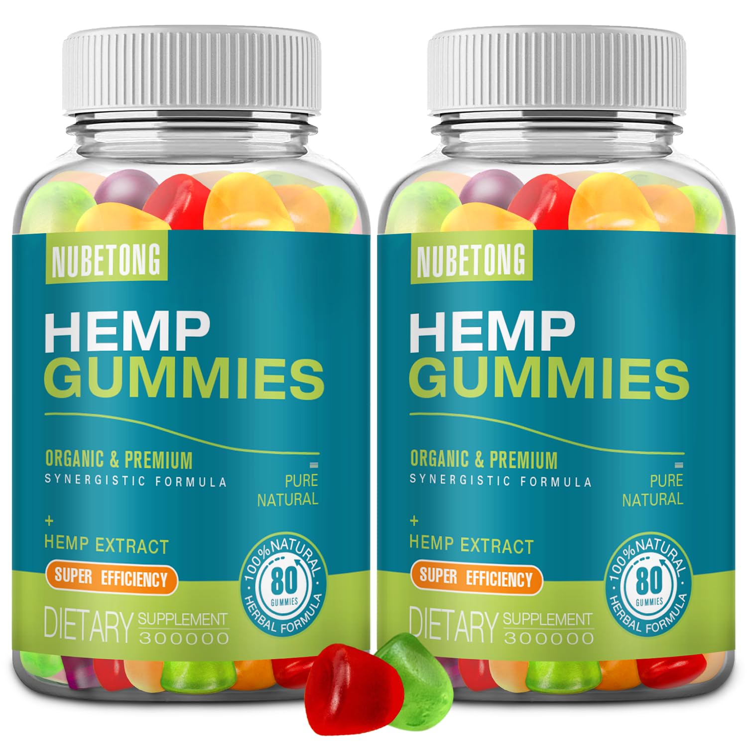 Nubetong Organic Hemp Gummies 210g front view with packaging