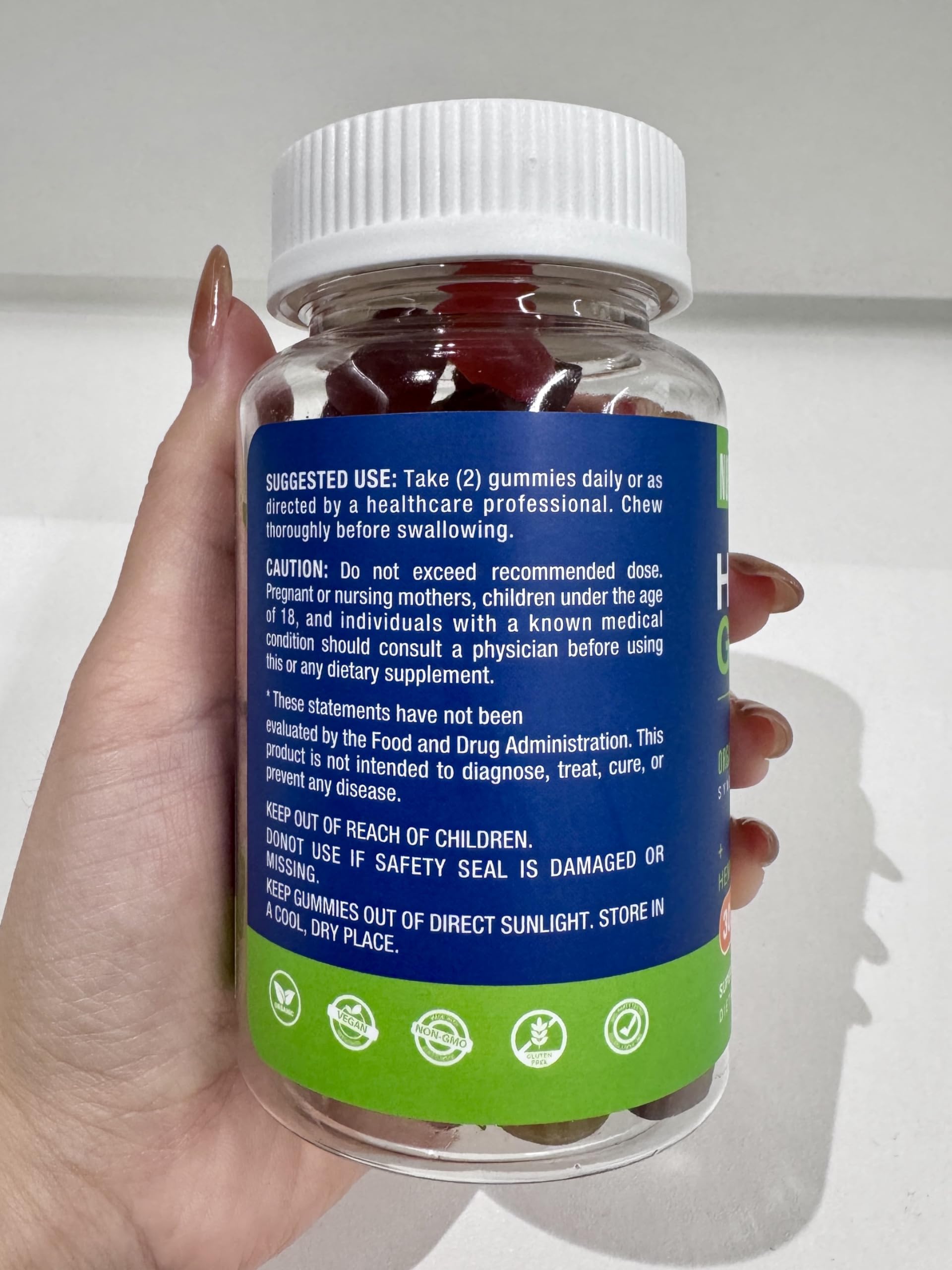 Nubetong Organic Hemp Gummies 210g side view of packaging