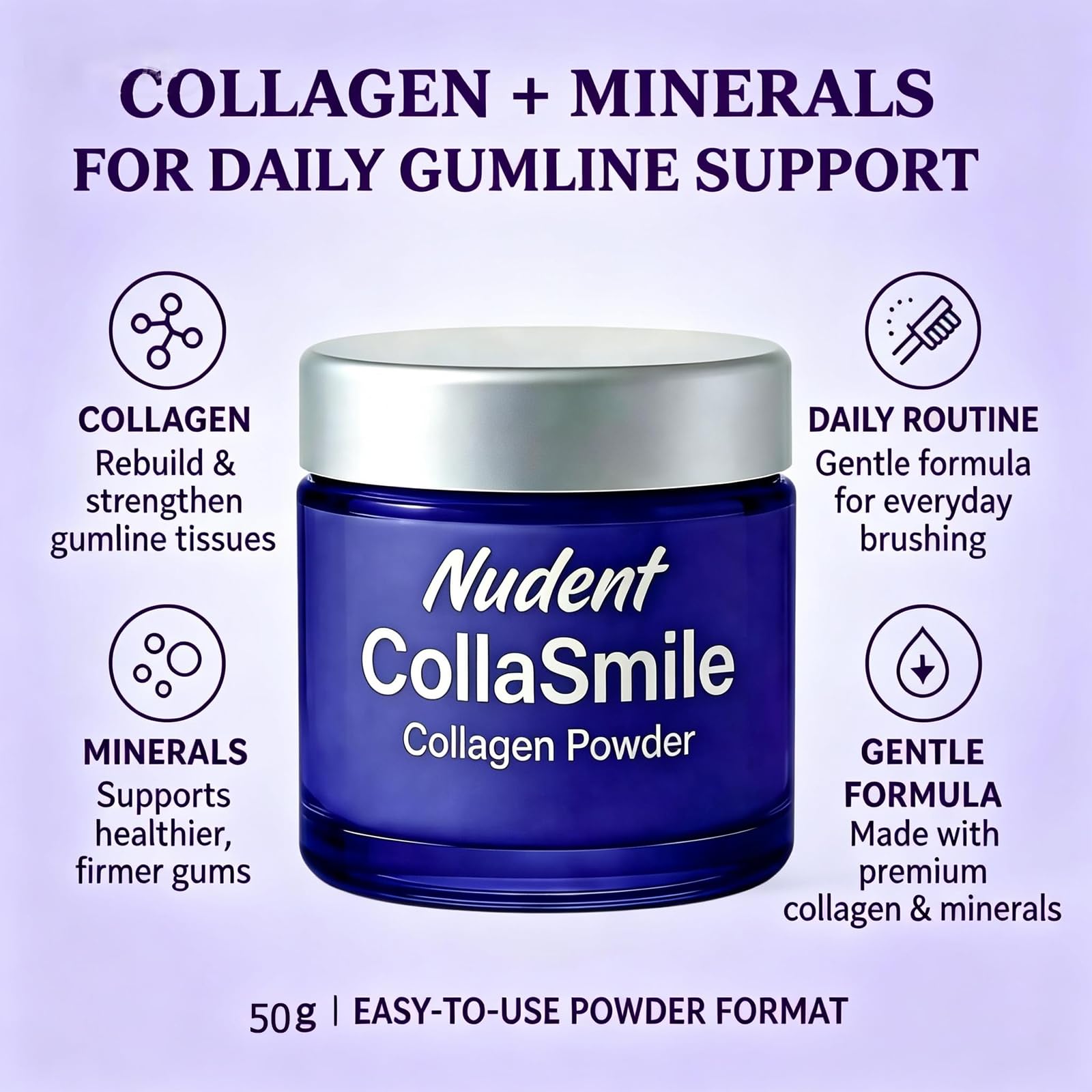 Nudent CollaSmile Collagen Tooth Powder close-up of powder texture