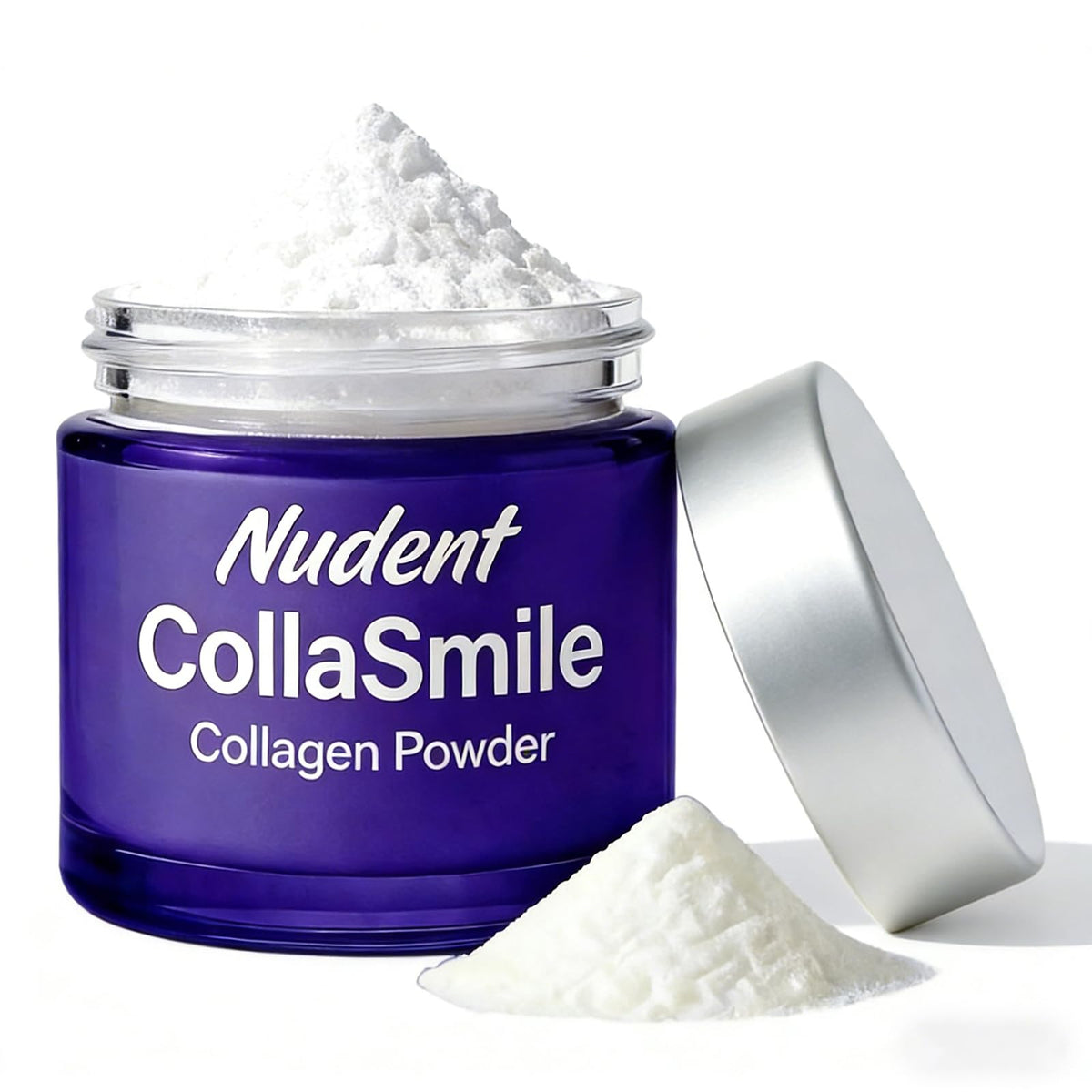Nudent CollaSmile Collagen Tooth Powder front view in jar