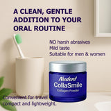 Nudent CollaSmile Collagen Tooth Powder ingredients list on jar
