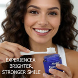 Nudent CollaSmile Collagen Tooth Powder jar with lid off