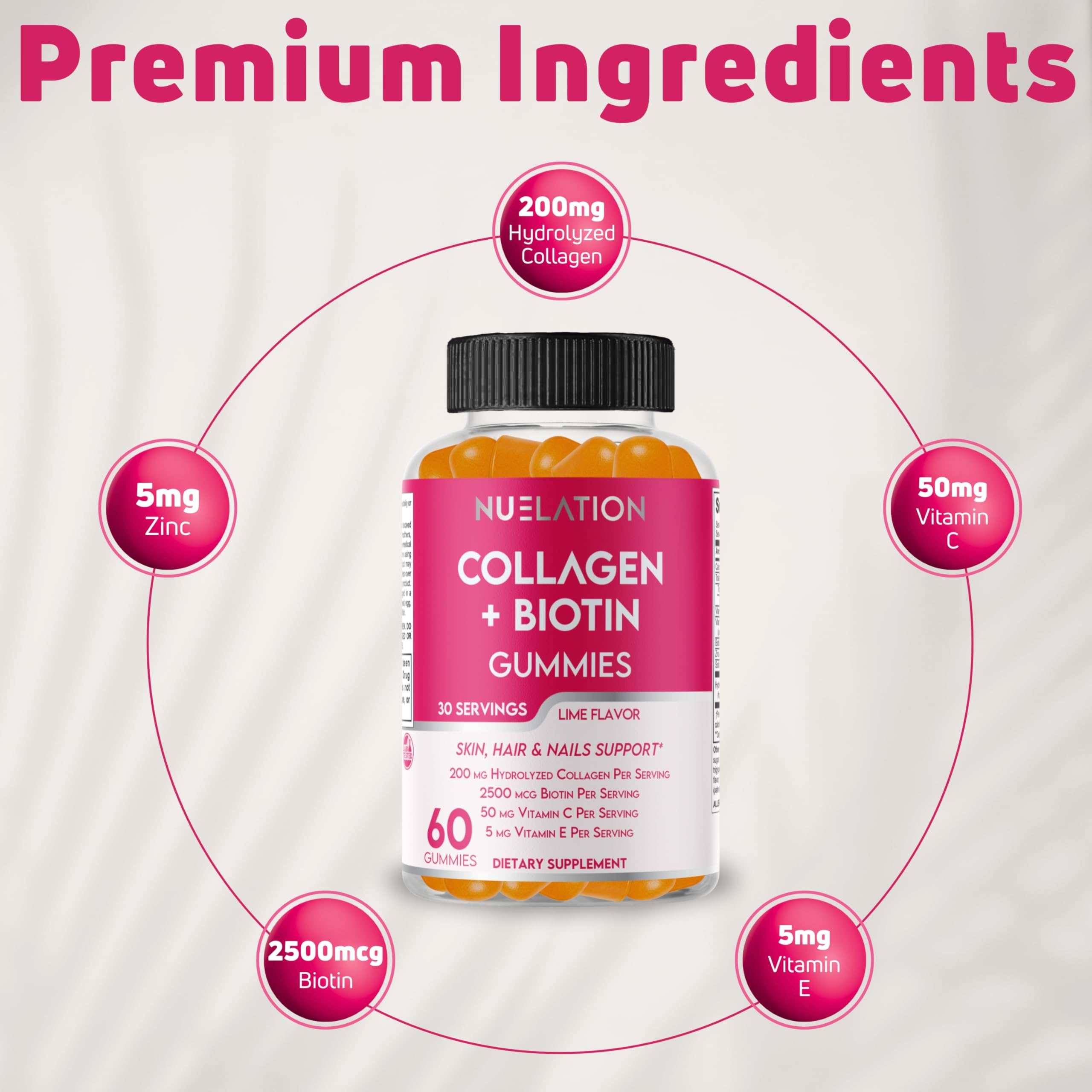 NUELATION Collagen Gummies lifestyle scene with other supplements
