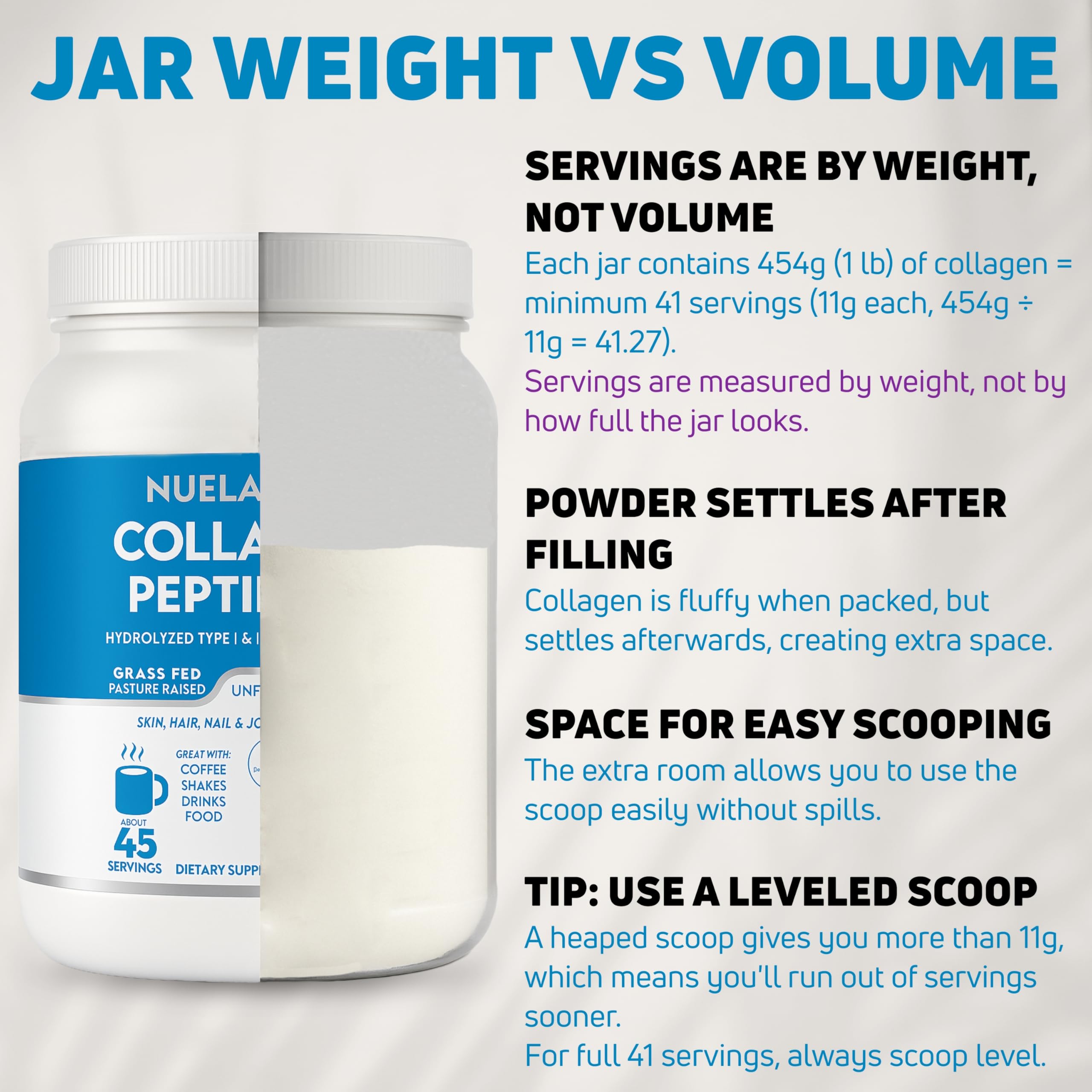NUELATION Collagen Peptides Powder nutritional information