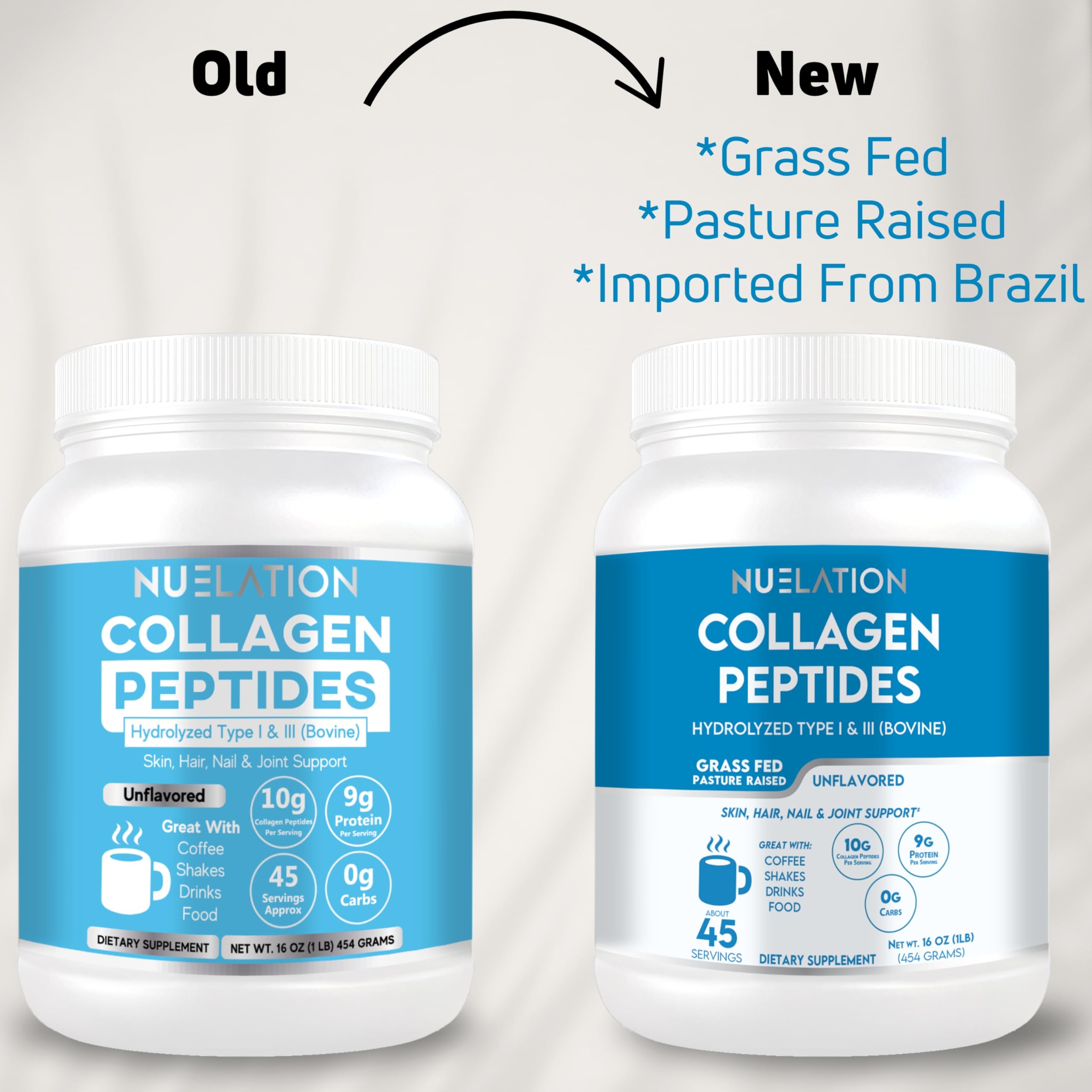 NUELATION Collagen Peptides Powder serving scoop