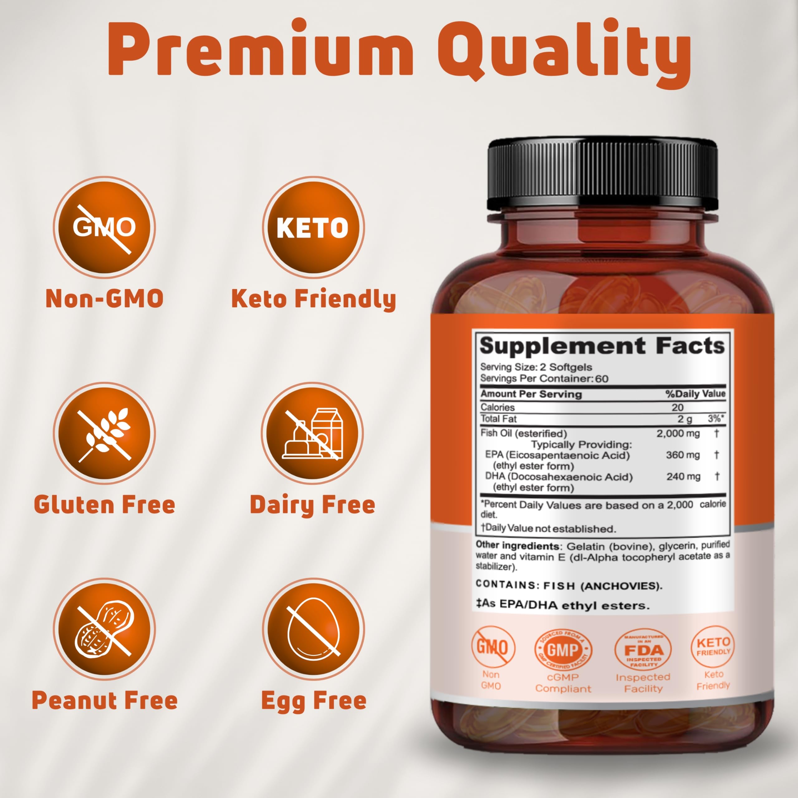 NUELATION Omega-3 Fish Oil Softgels with measuring spoon
