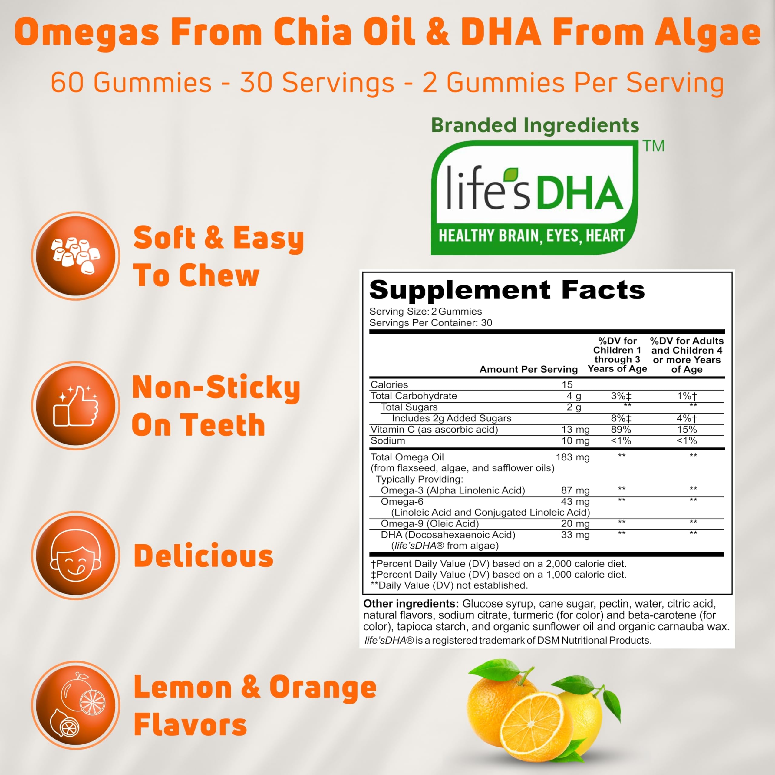 NUELATION Omega-3 Gummies for Kids lemon and orange flavour