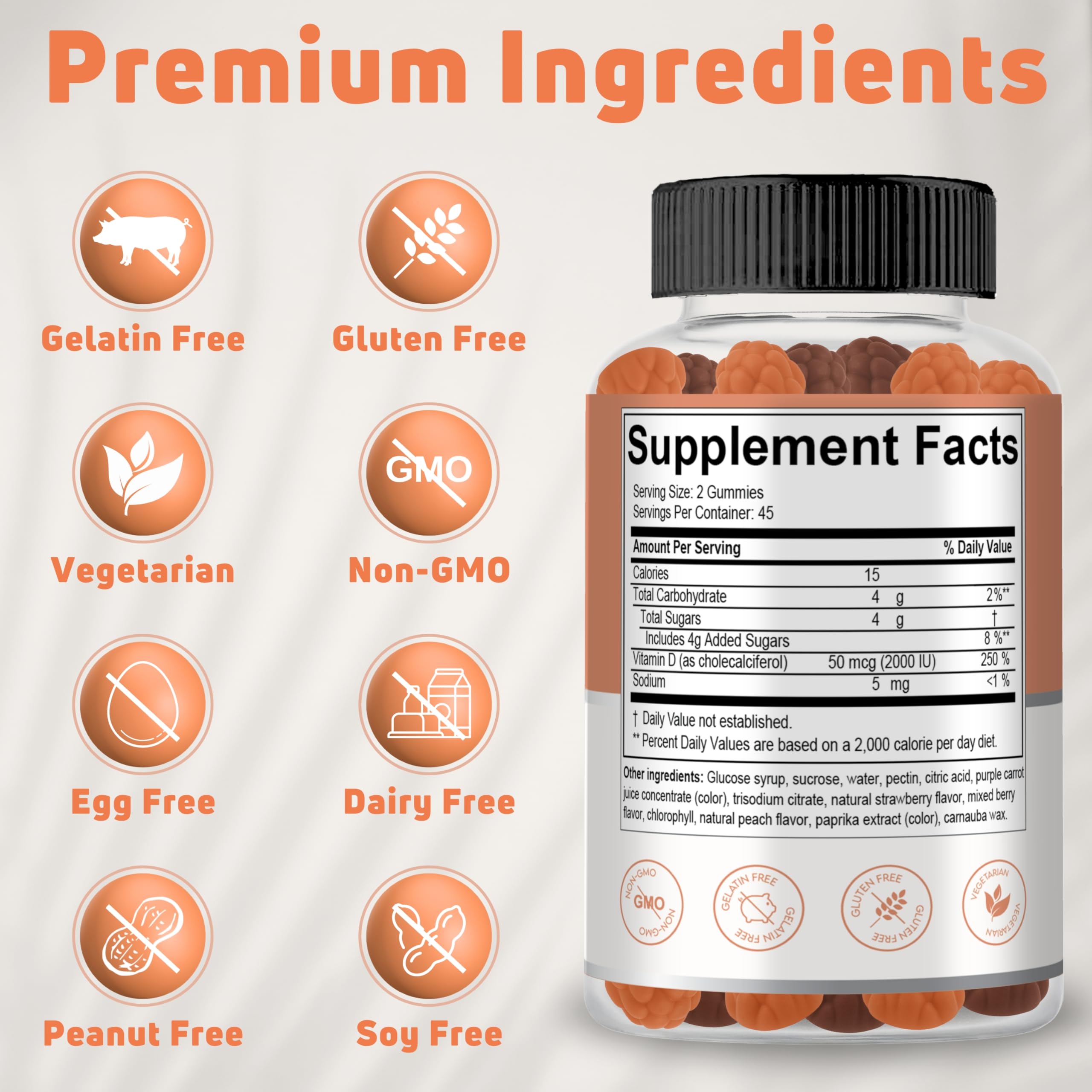 NUELATION Vitamin D3 Gummies 2000IU side view