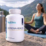 NuEthix Formulations Adrena-Health packaging on a wooden table