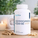 NuEthix Formulations Ashwagandha Supplement capsules in a hand
