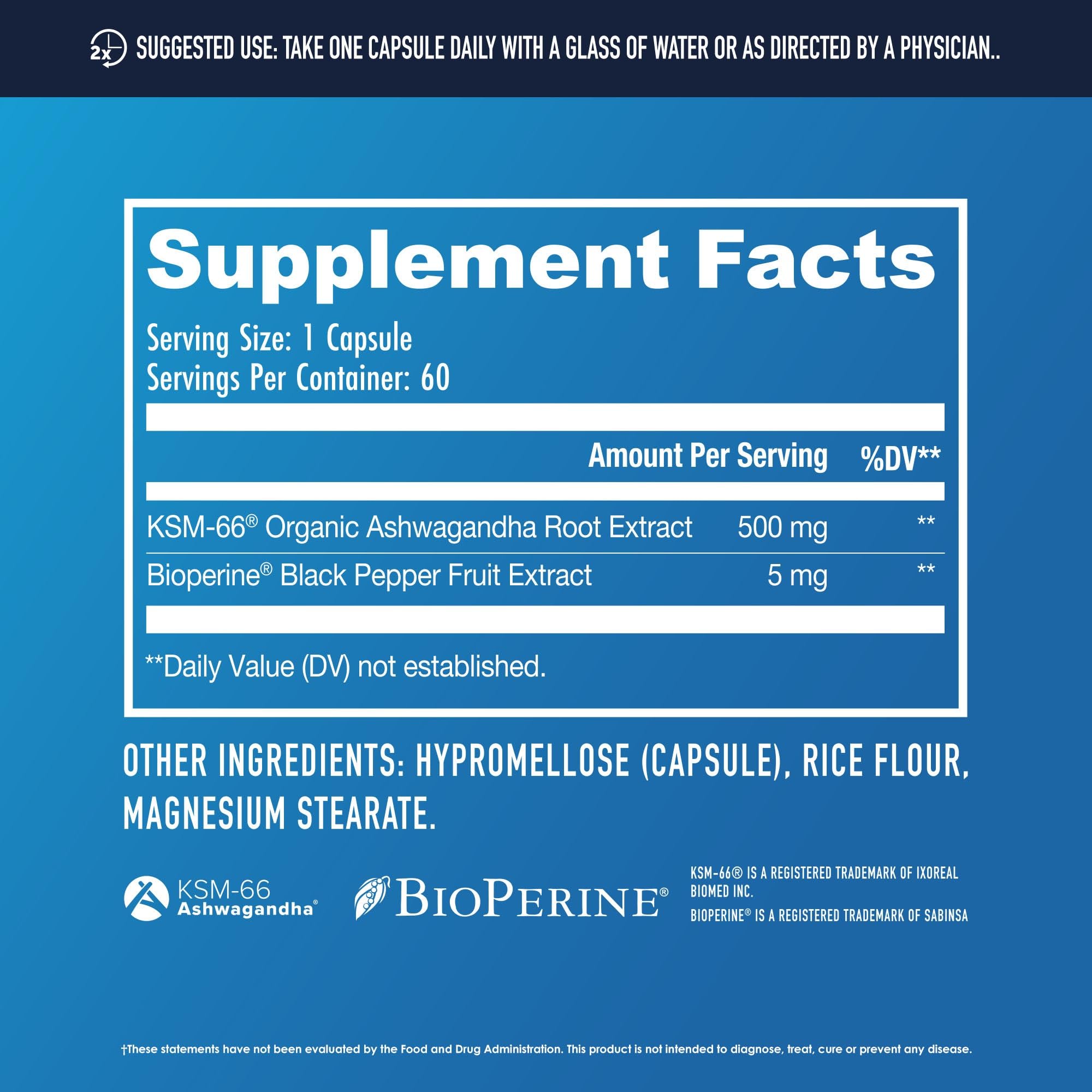 NuEthix Formulations Ashwagandha Supplement ingredients list