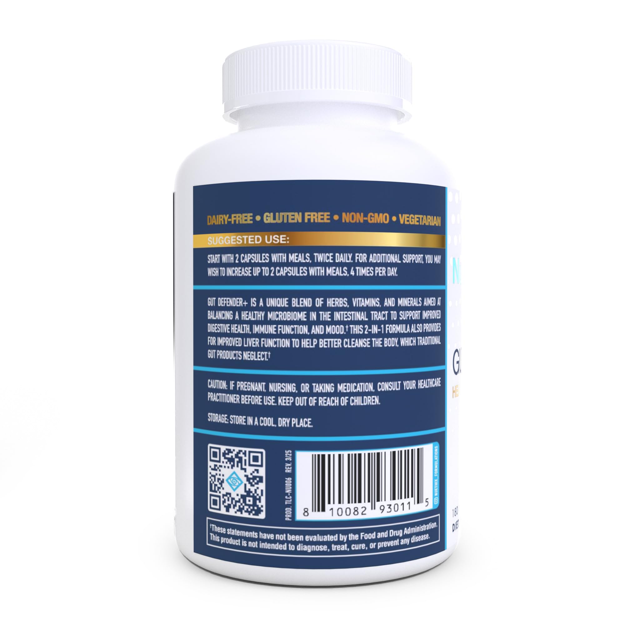 NuEthix Formulations Gut Support Supplement side view