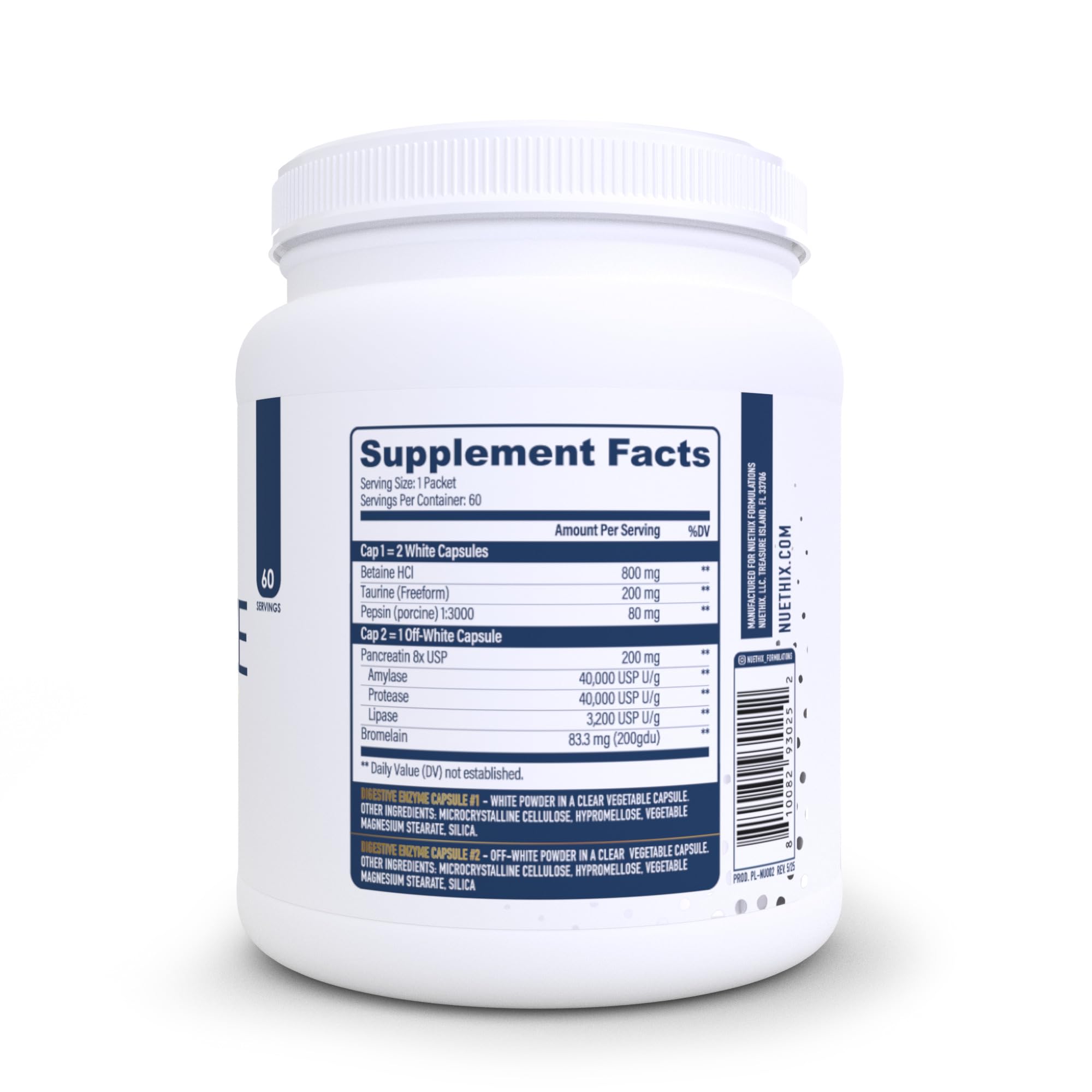 NuEthix Formulations Multi-Enzymes supplement capsules close-up