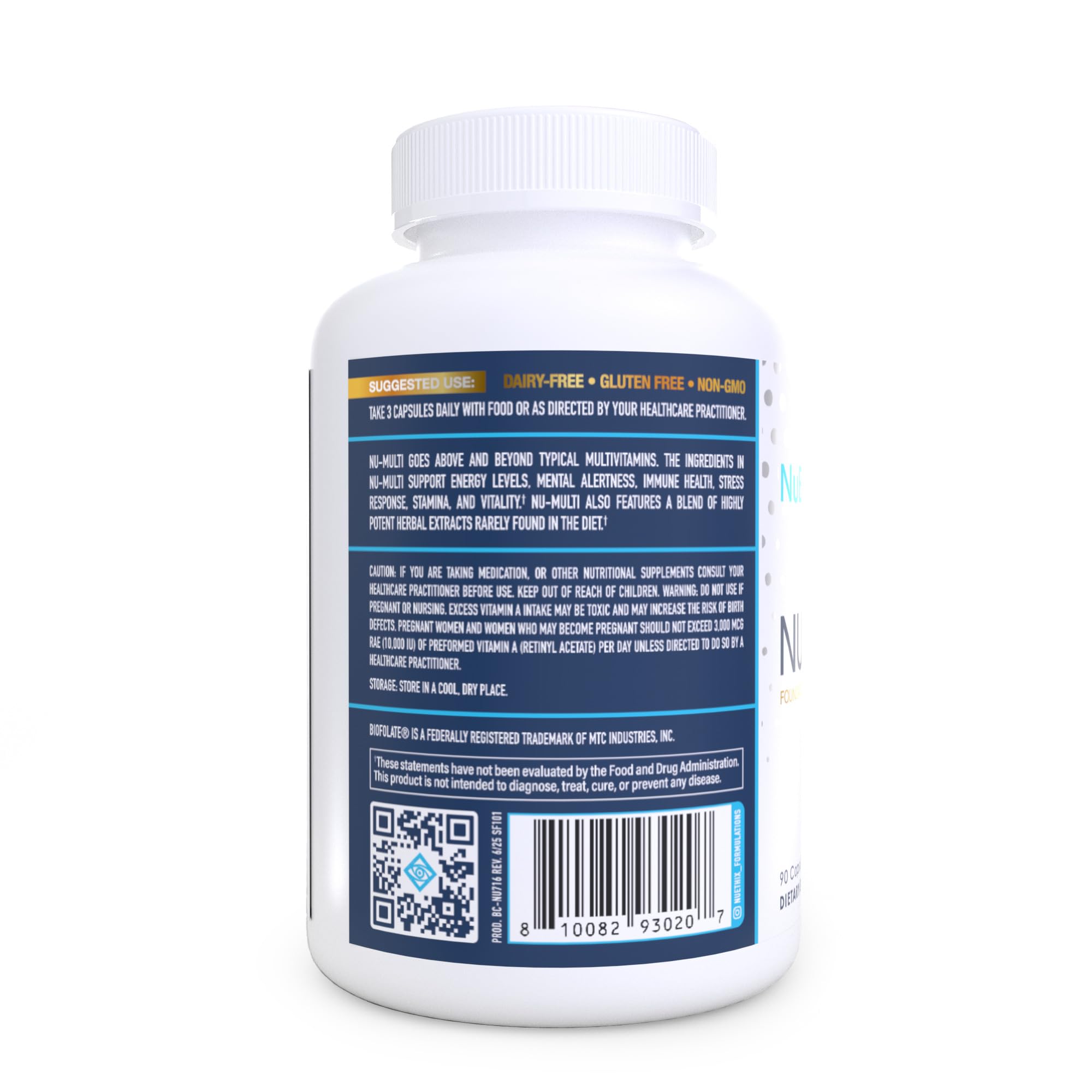 NuEthix Formulations Nu-Multi Multivitamin bottle side view