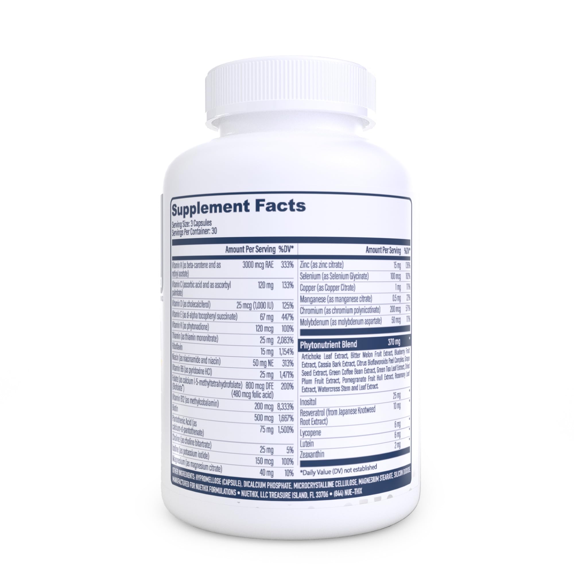 NuEthix Formulations Nu-Multi Multivitamin capsules close-up