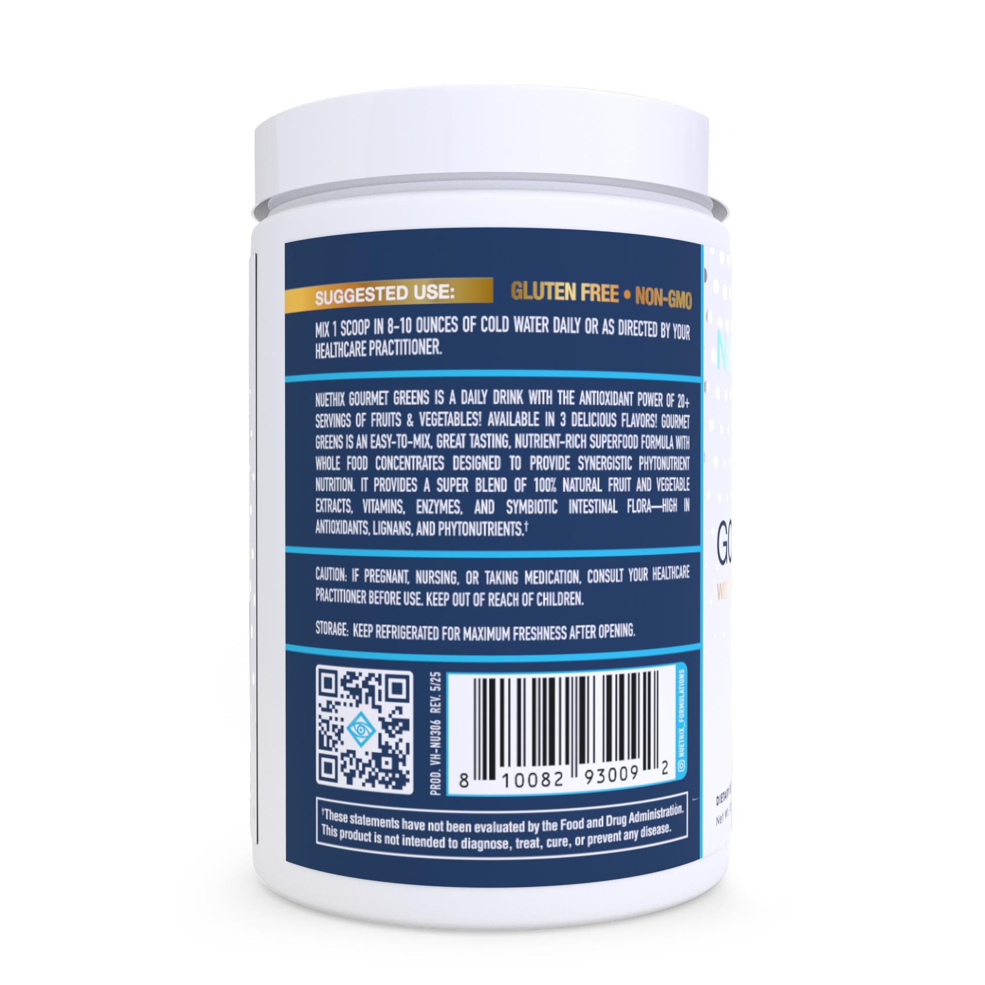 NuEthix Formulations Superfood Blend 381g jar back view