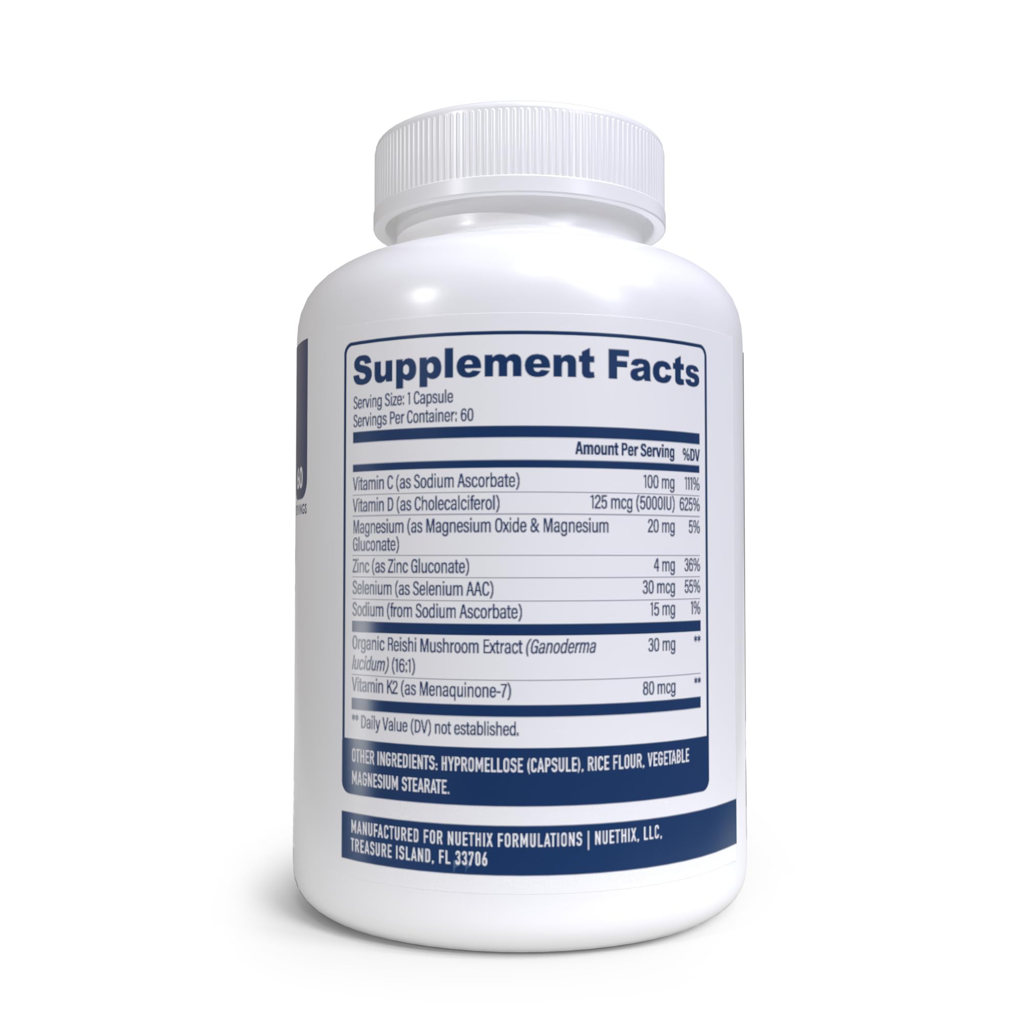 NuEthix Formulations Vitamin D3 K2 Supplement 5000 IU capsule close-up