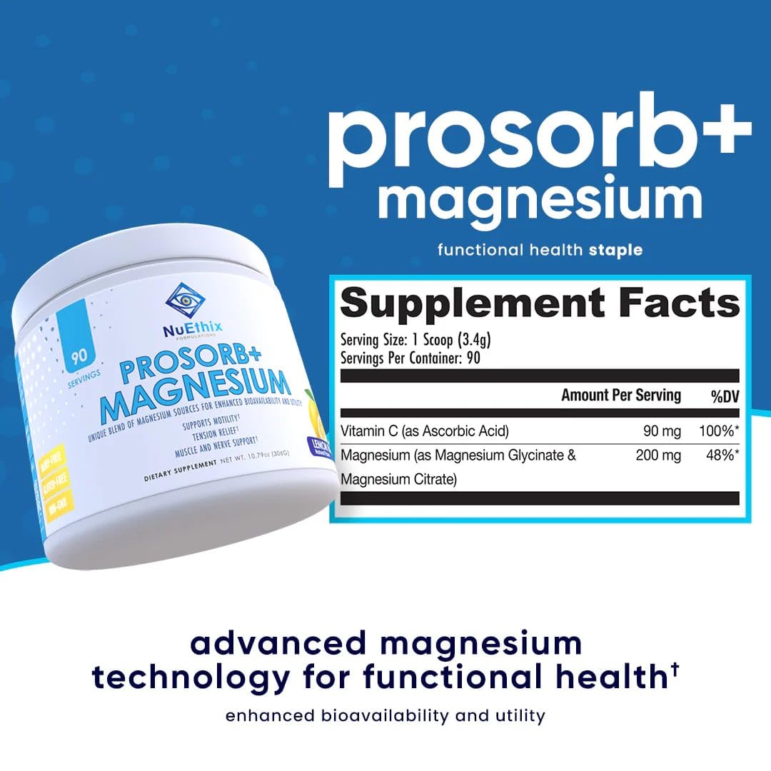 NuEthix Prosorb+ Magnesium Powder lifestyle scene with juice