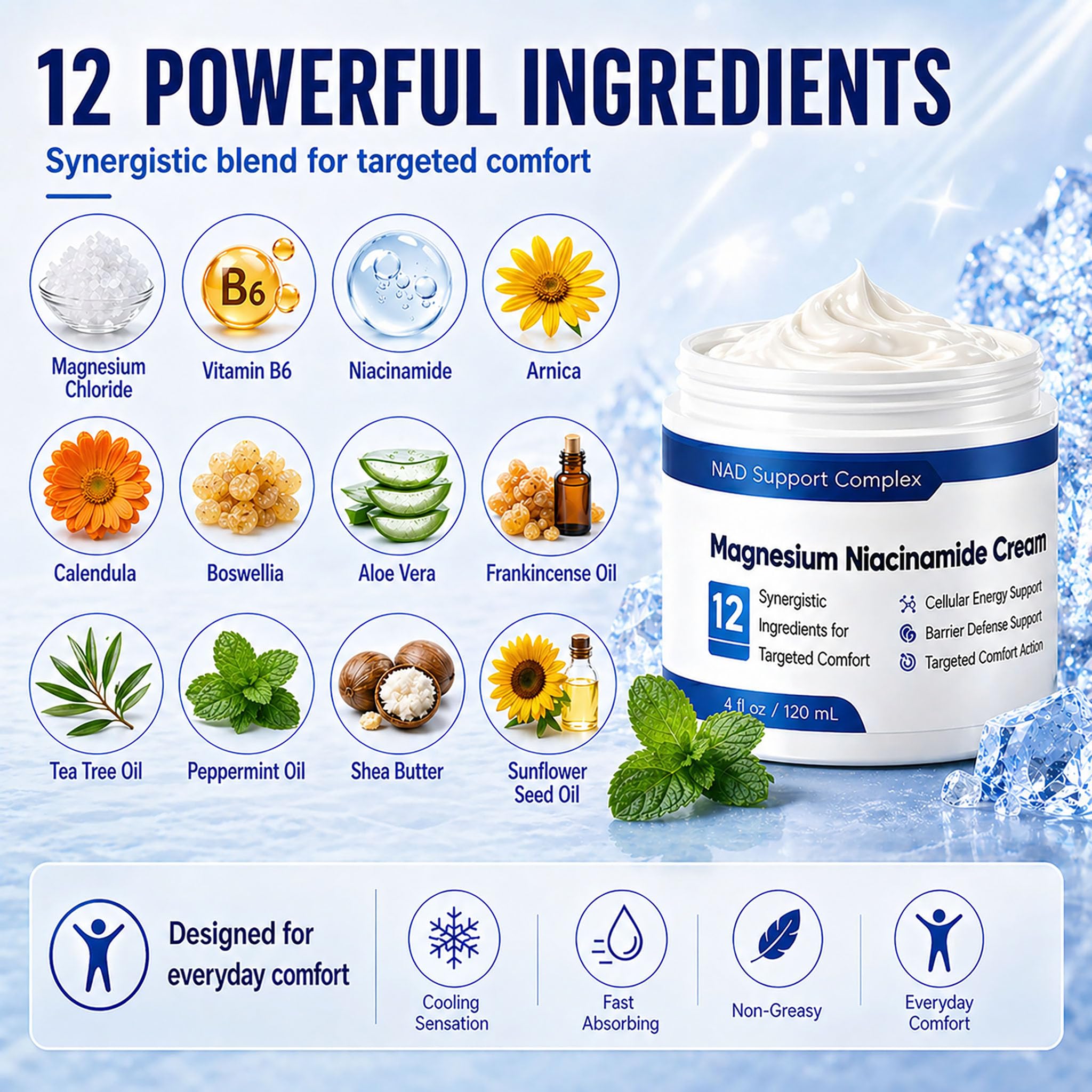 NUEVIDA Magnesium Cream 340g application on skin