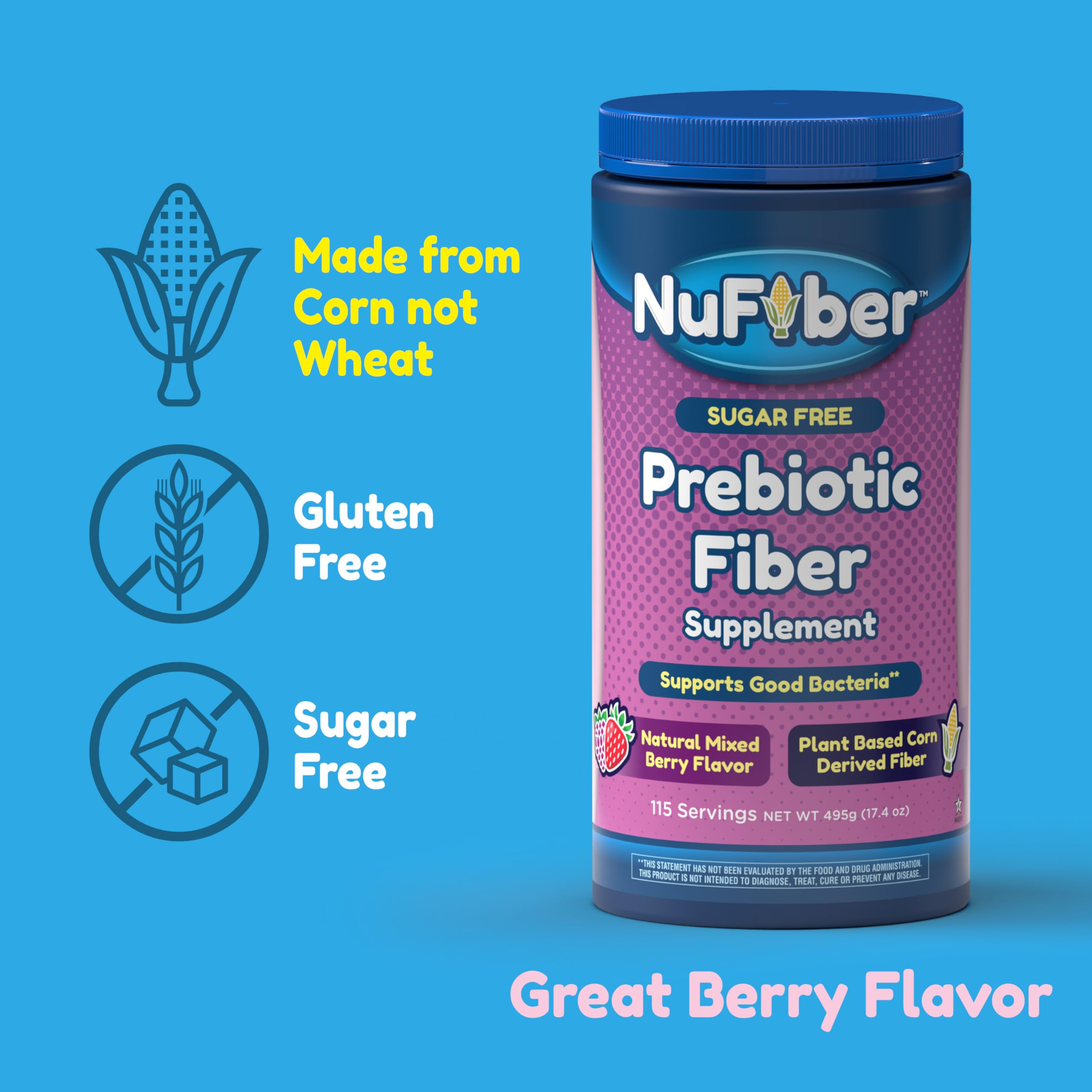 NuFiber Daily Fiber Supplement berry flavour powder