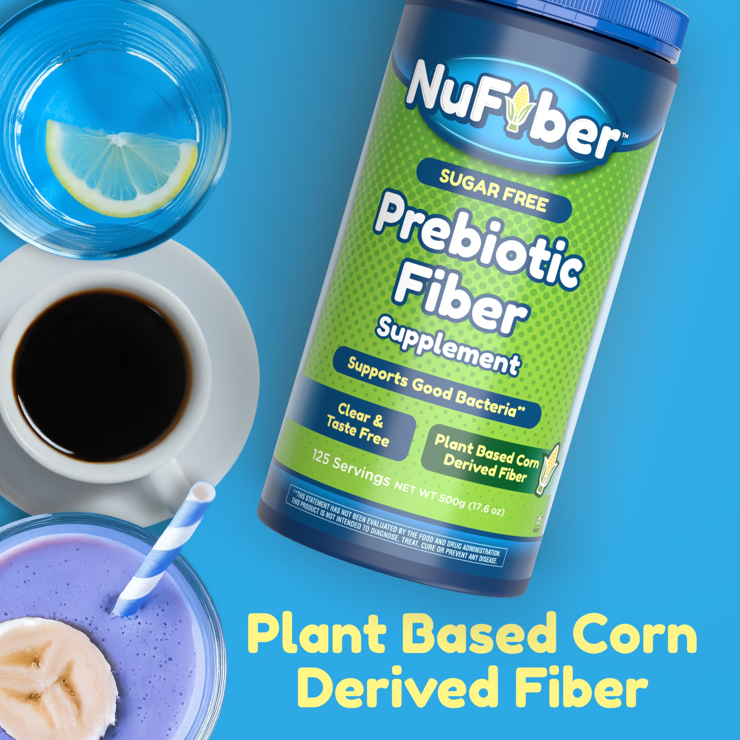 NuFiber Dietary Fiber Supplement berry flavour close-up packaging