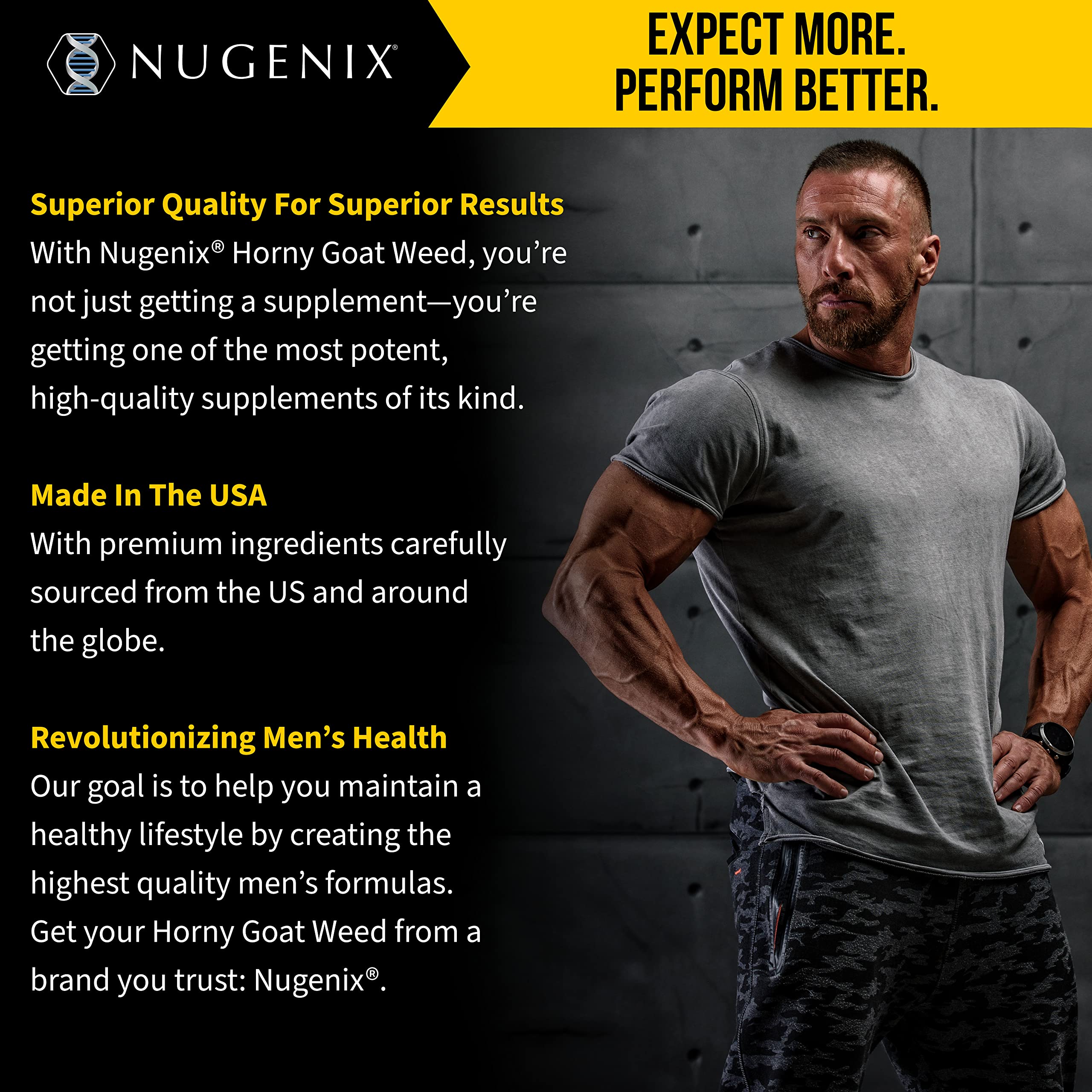 Nugenix Horny Goat Weed capsules on a wooden table