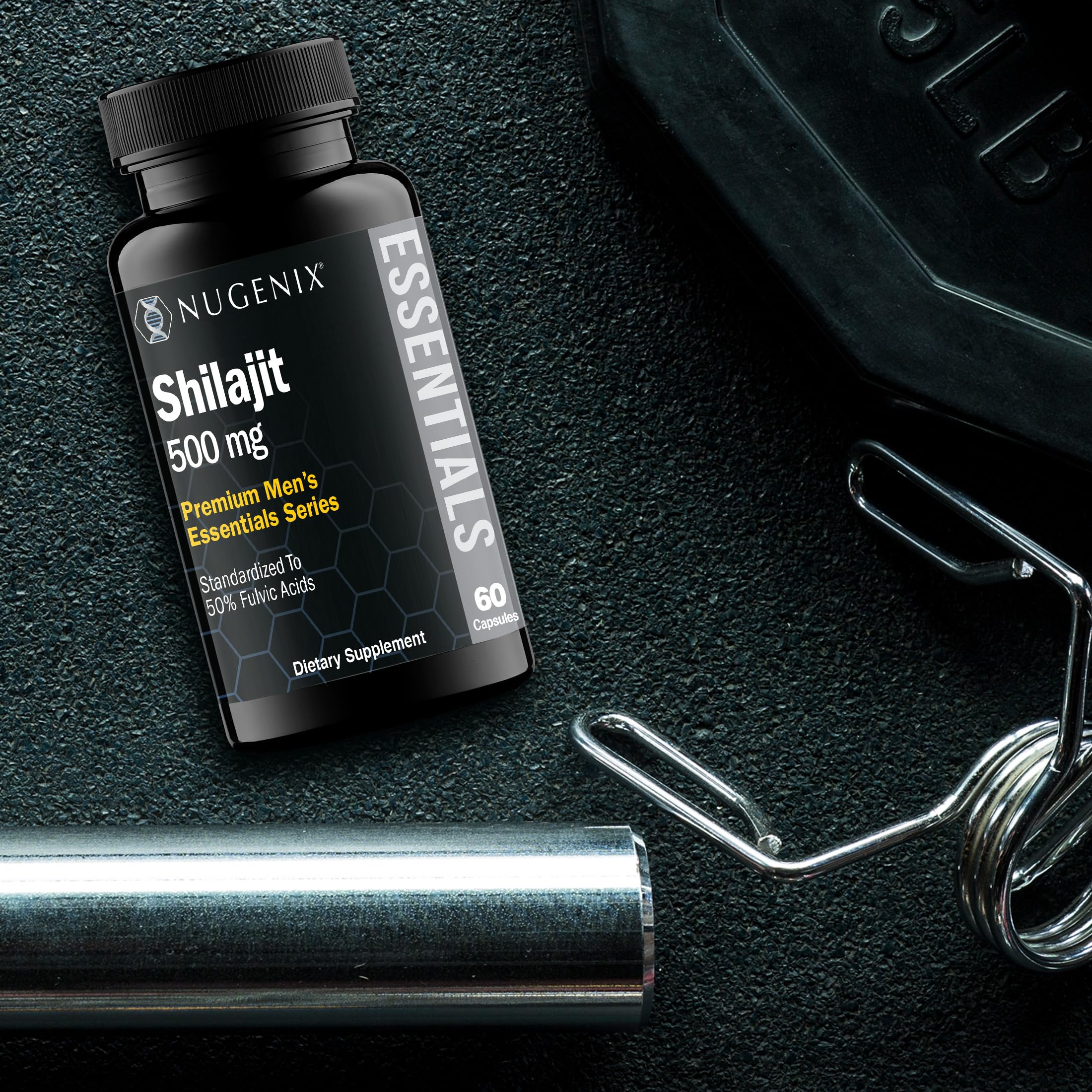 Nugenix Shilajit capsules with Himalayan background