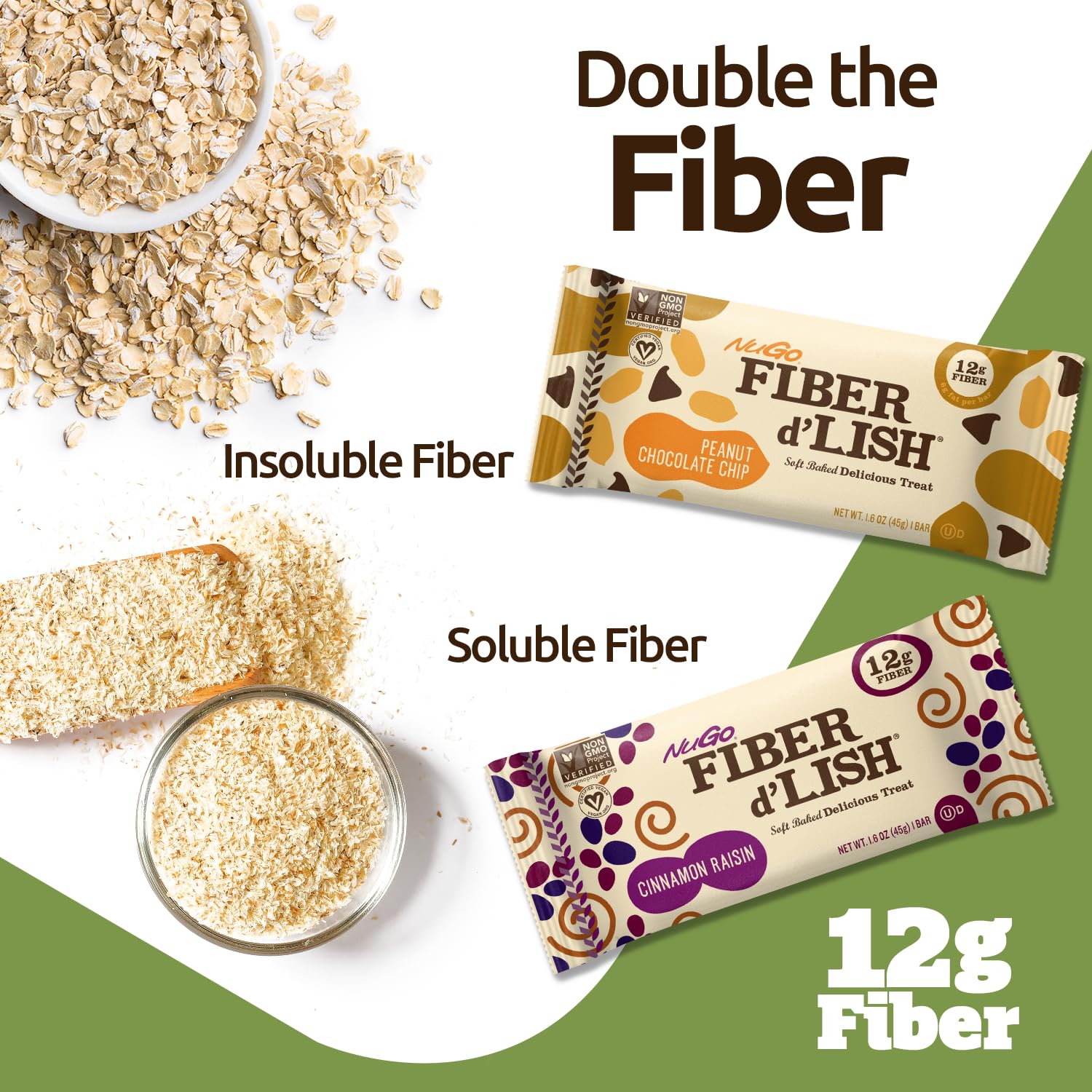 NuGo Fiber d’Lish bar cut in half showing chewy texture