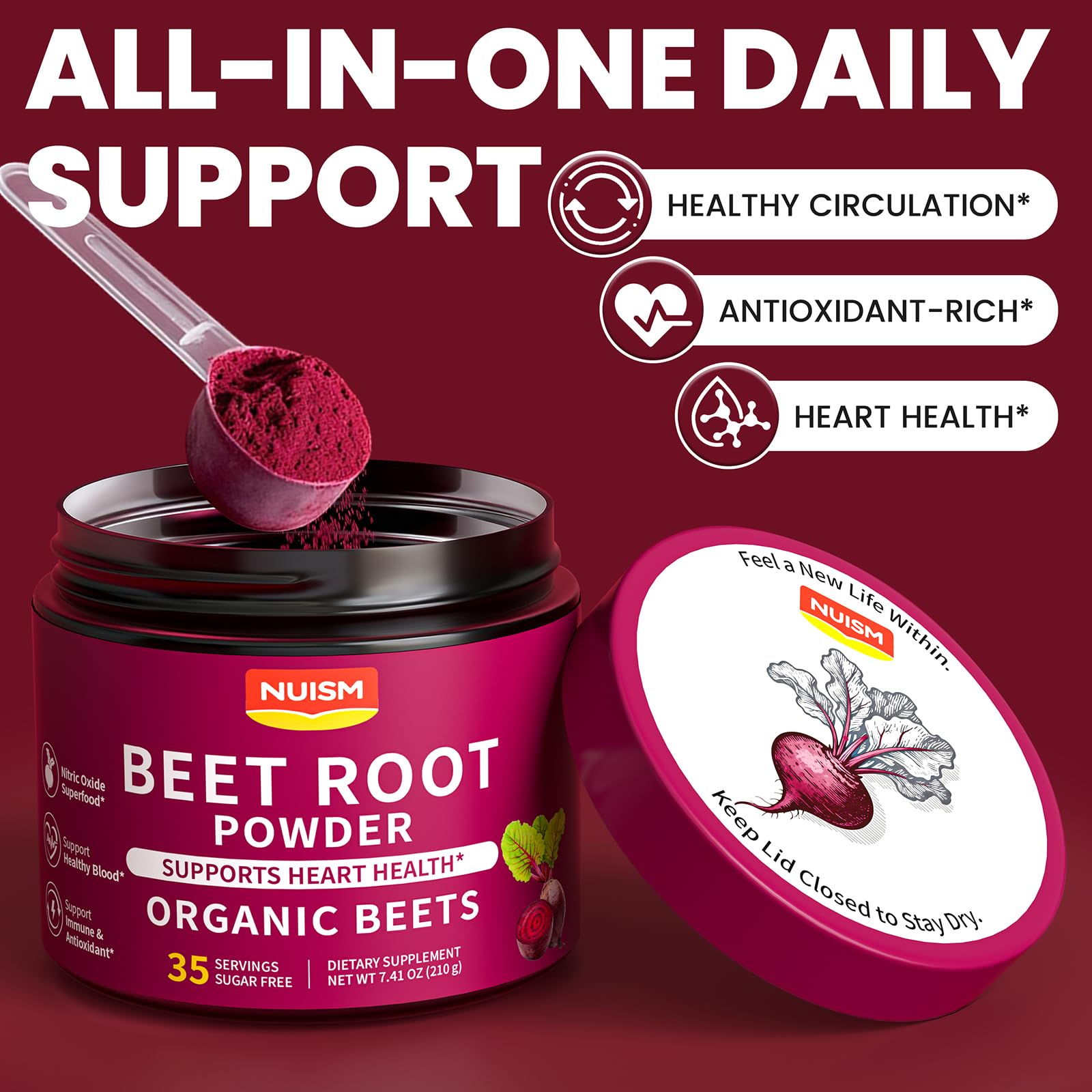 NUISM Grape Seed Extract Beetroot Powder 210g mixed in smoothie