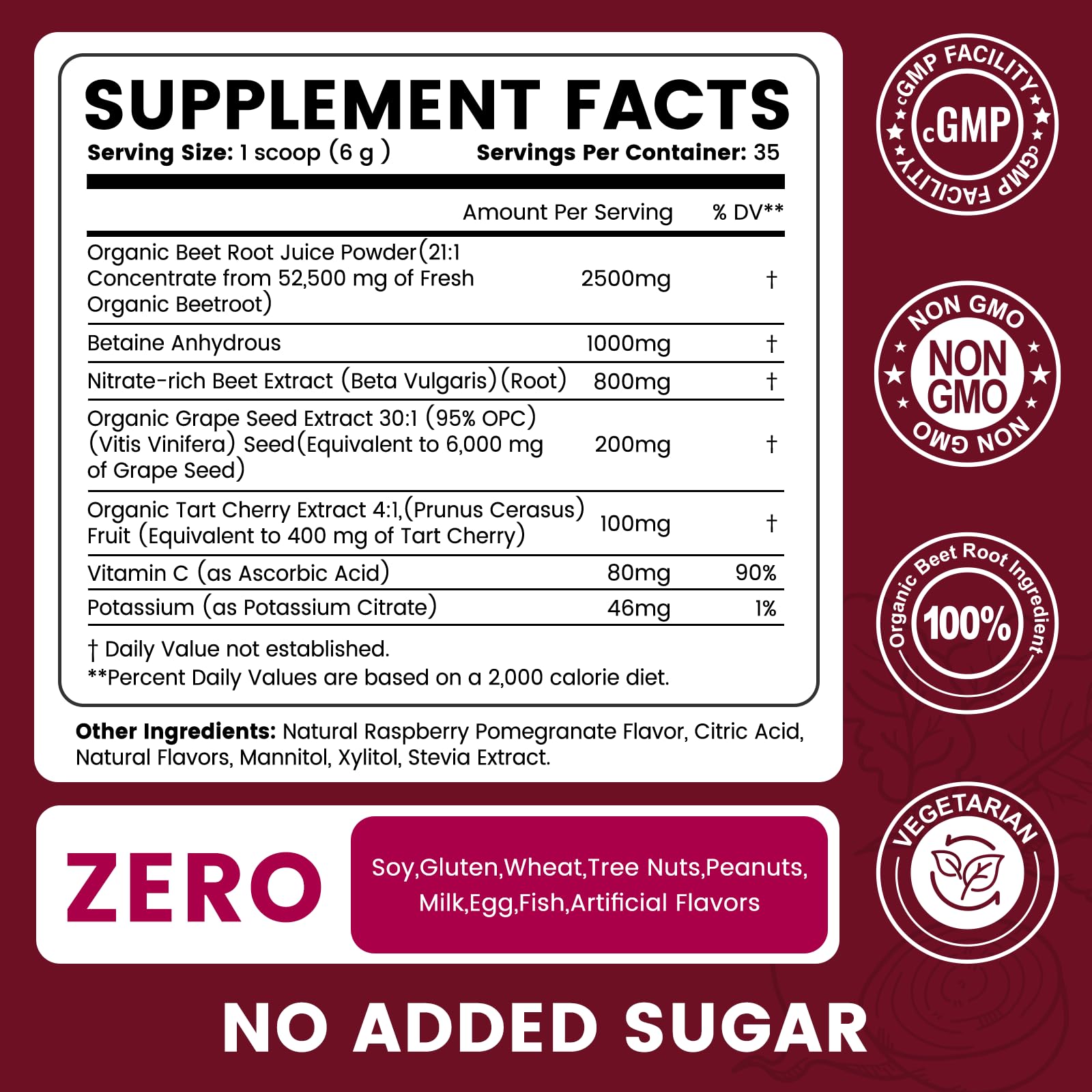 NUISM Grape Seed Extract Beetroot Powder 210g packaging