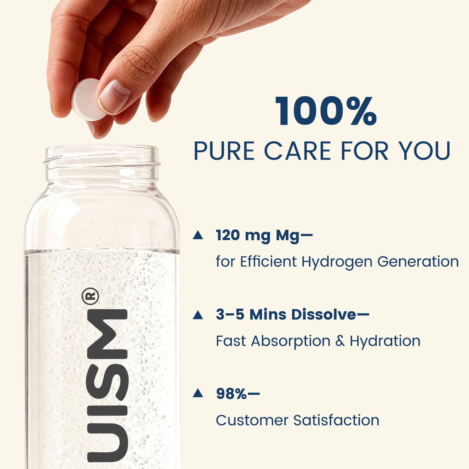 NUISM Magnesium Hydrogen Water Tablets on a travel setup