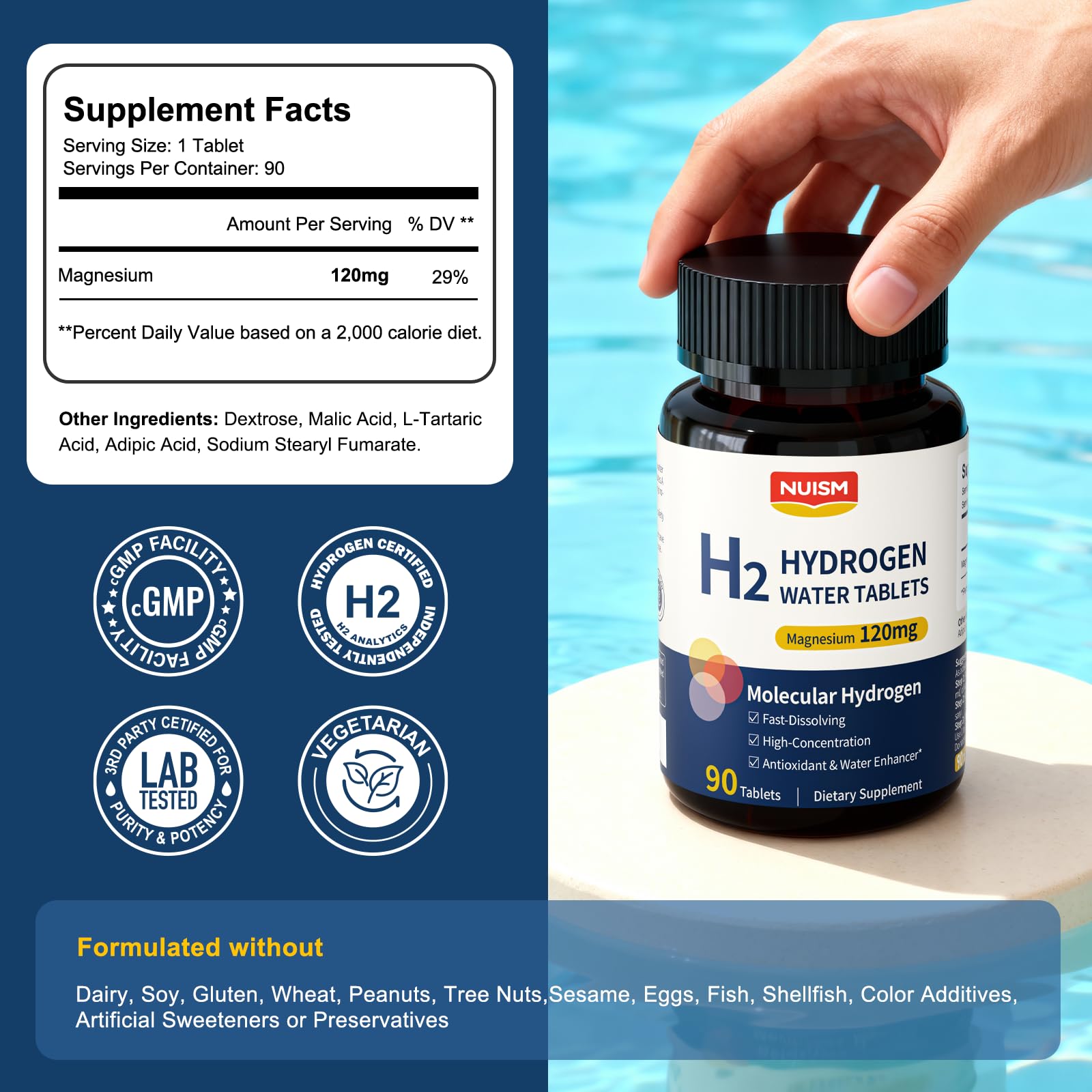 NUISM Magnesium Hydrogen Water Tablets packaging