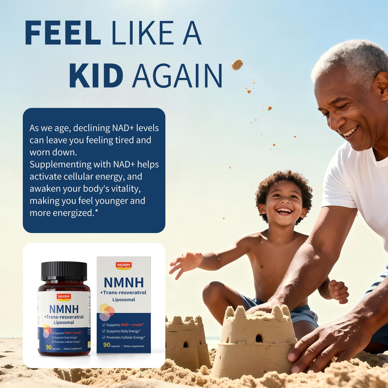 NUISM Resveratrol NAD+ Support Supplement back view