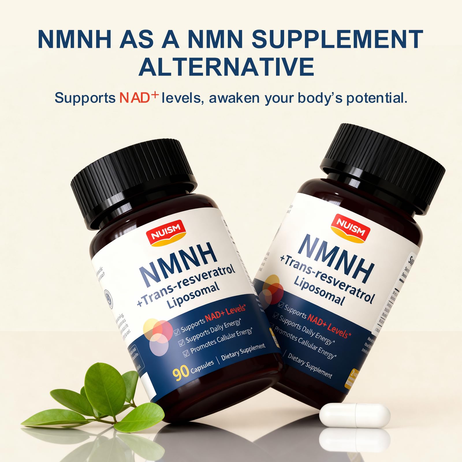 NUISM Resveratrol NAD+ Support Supplement capsule close-up