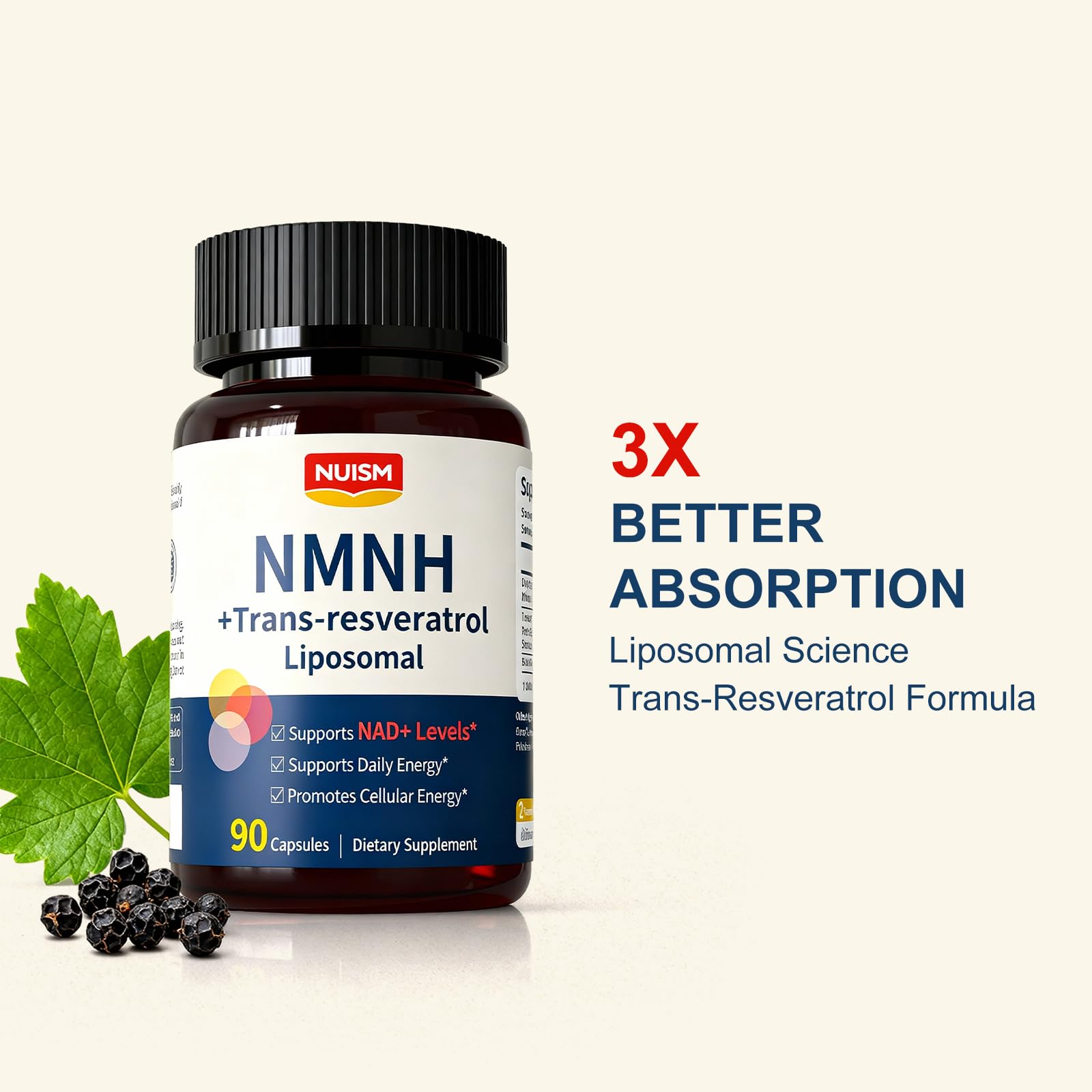 NUISM Resveratrol NAD+ Support Supplement ingredients list