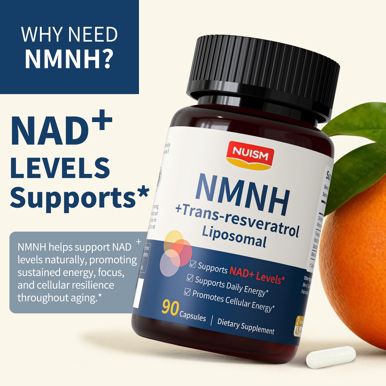 NUISM Resveratrol NAD+ Support Supplement packaging